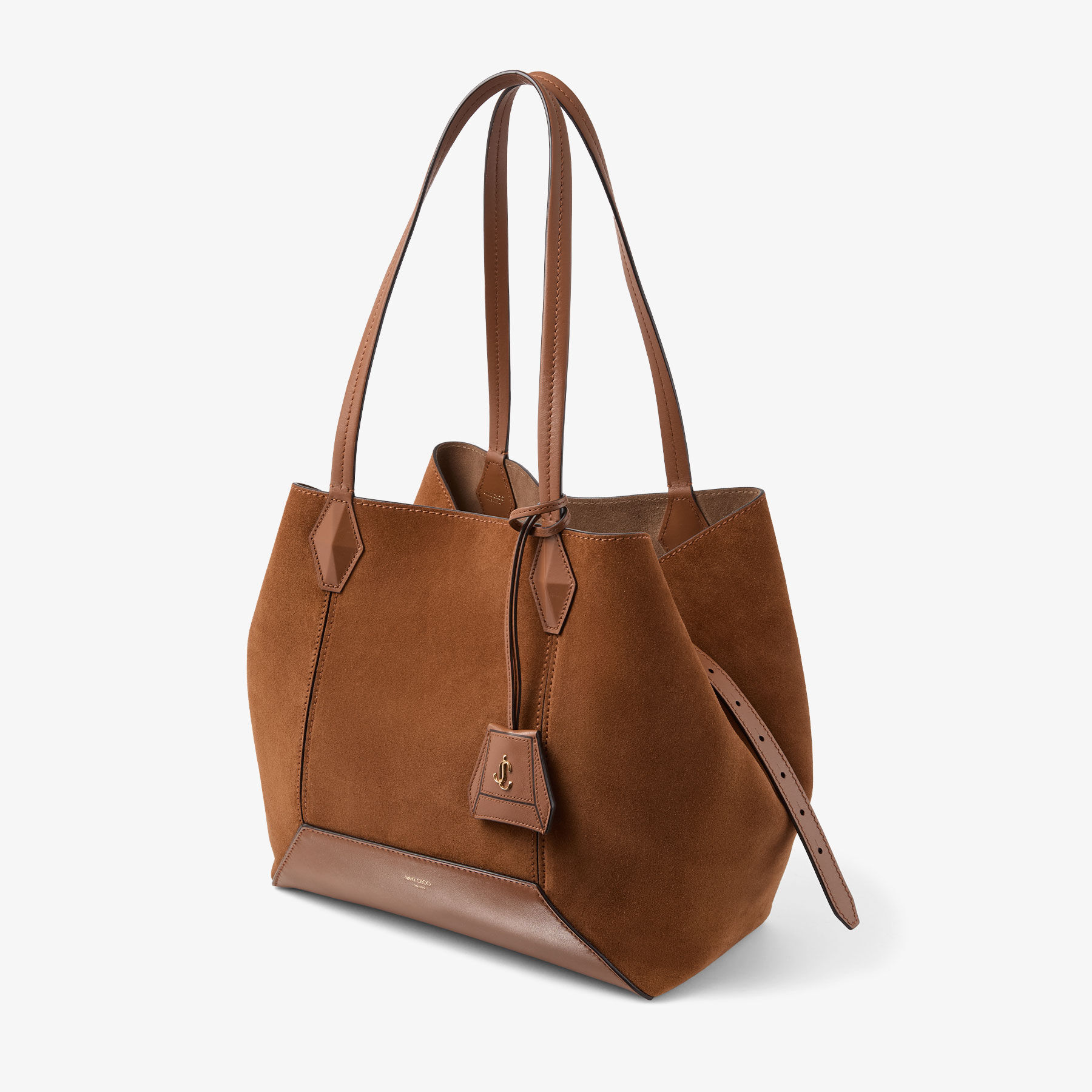 Diamond Tote M | Tan Suede Tote Bag | JIMMY CHOO