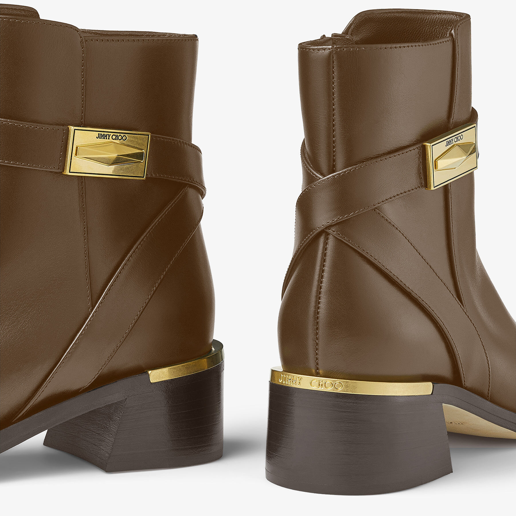 Diantha 45 | Brown Calf Leather Ankle Boot with Diamond Hardware