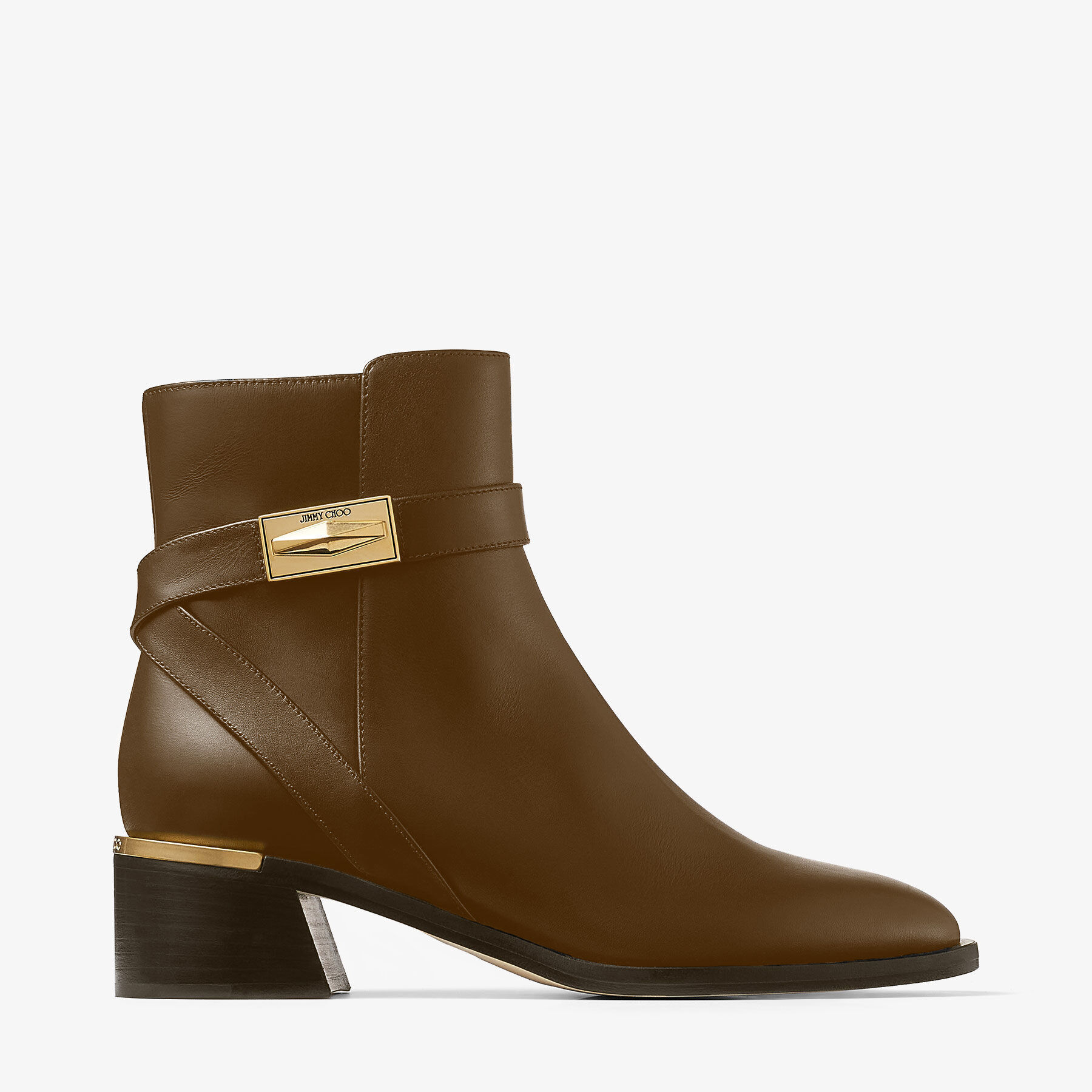 Diantha 45 | Brown Calf Leather Ankle Boot with Diamond Hardware