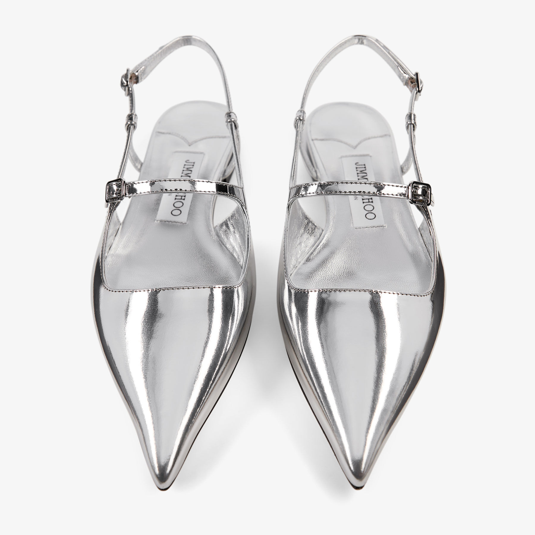 Didi Flat | Silver Liquid Metal Leather Flats | JIMMY CHOO US