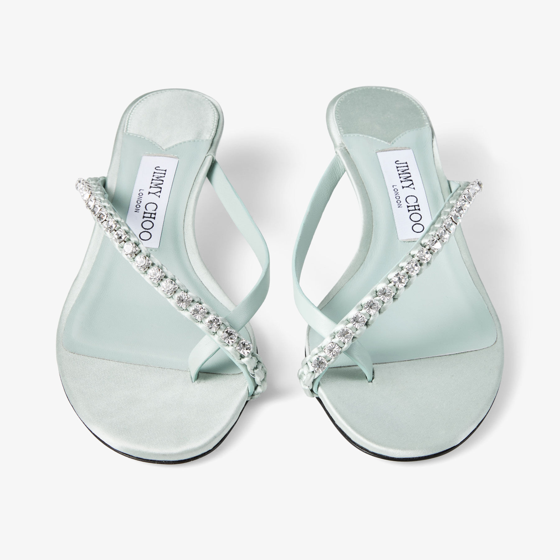 Dila 35 |Light Verde Leather Mule Sandal with Woven Satin