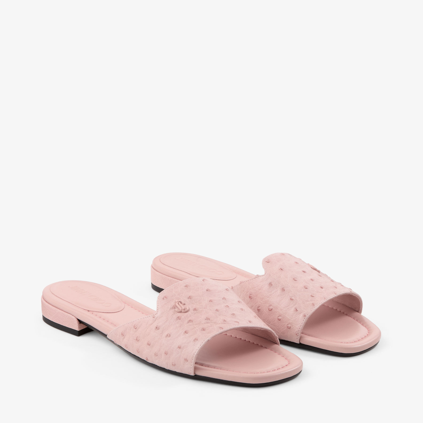 美品✨ JIMMY CHOO BERTELLE FLAT レザーリボン ピンク Dina Flat | Rose Ostrich Leather Flats | JIMMY CHOO