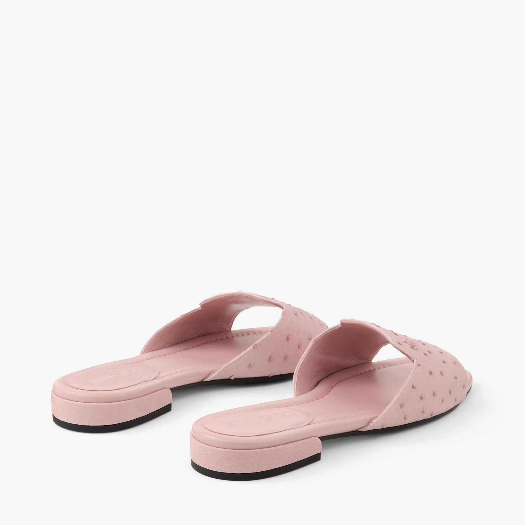 Dina Flat | Rose Ostrich Leather Flats | JIMMY CHOO