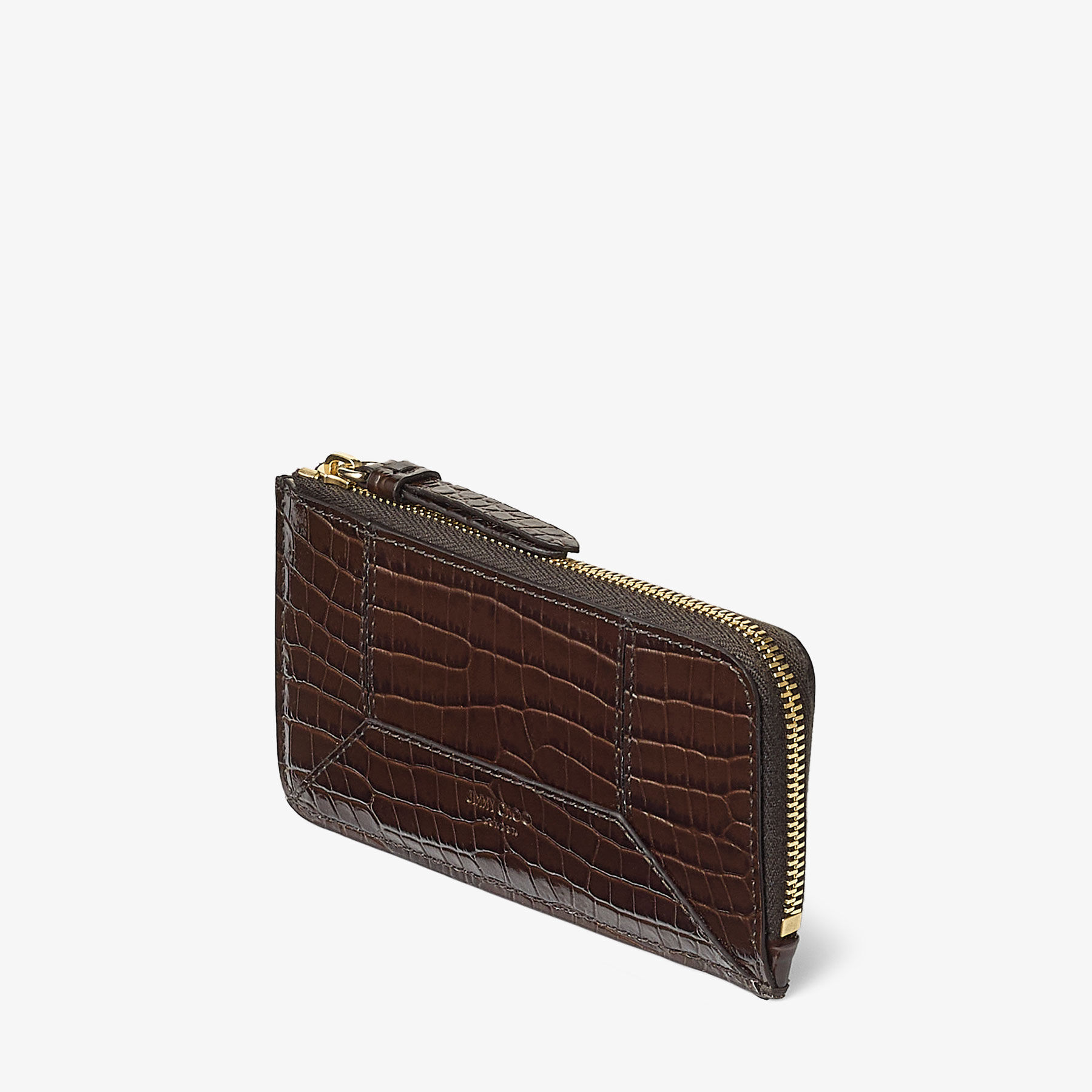 DM Lise-Z | Chocolate Croc Embossed Calf Leather Coin Purse