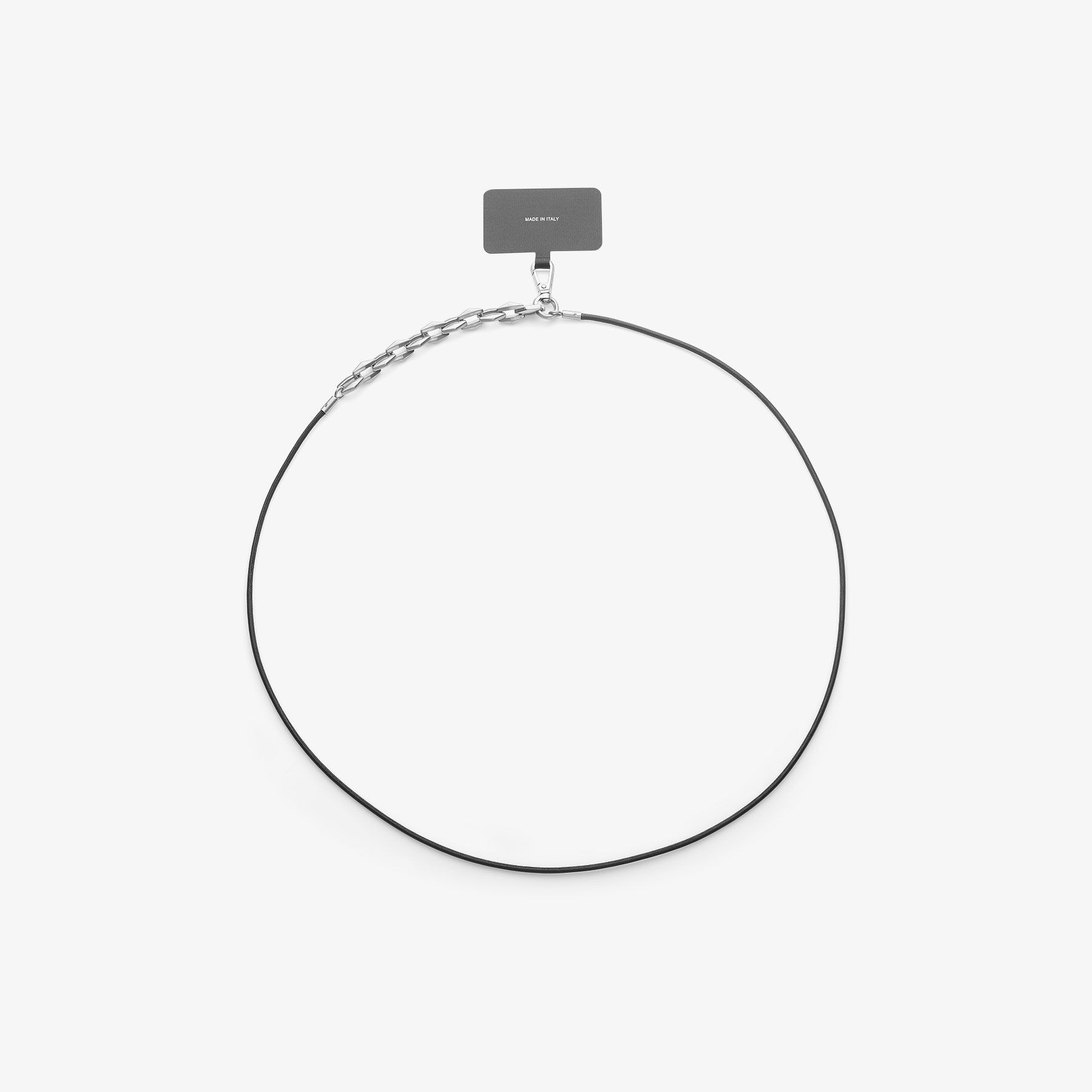 DM Strap Phone Holder | Black Leather Phone Holder with Chain and