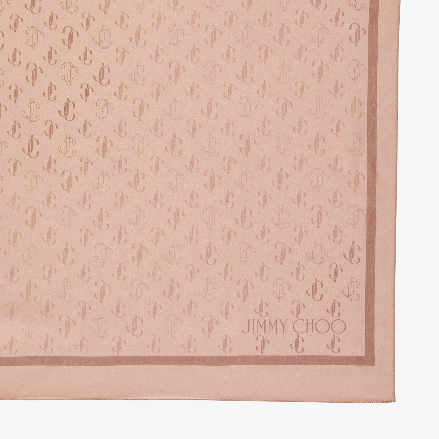 Ballet Pink Silk Stole with JC Monogram Repeat Print | DORIS 