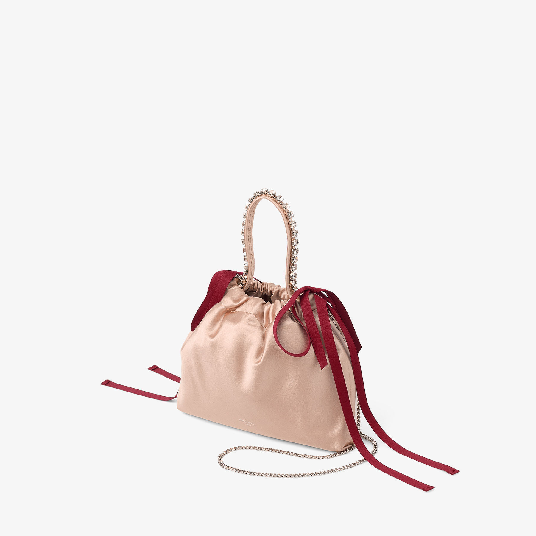 Drawstring Mini Top Handle | Macaron and Ruby Red Satin Mini