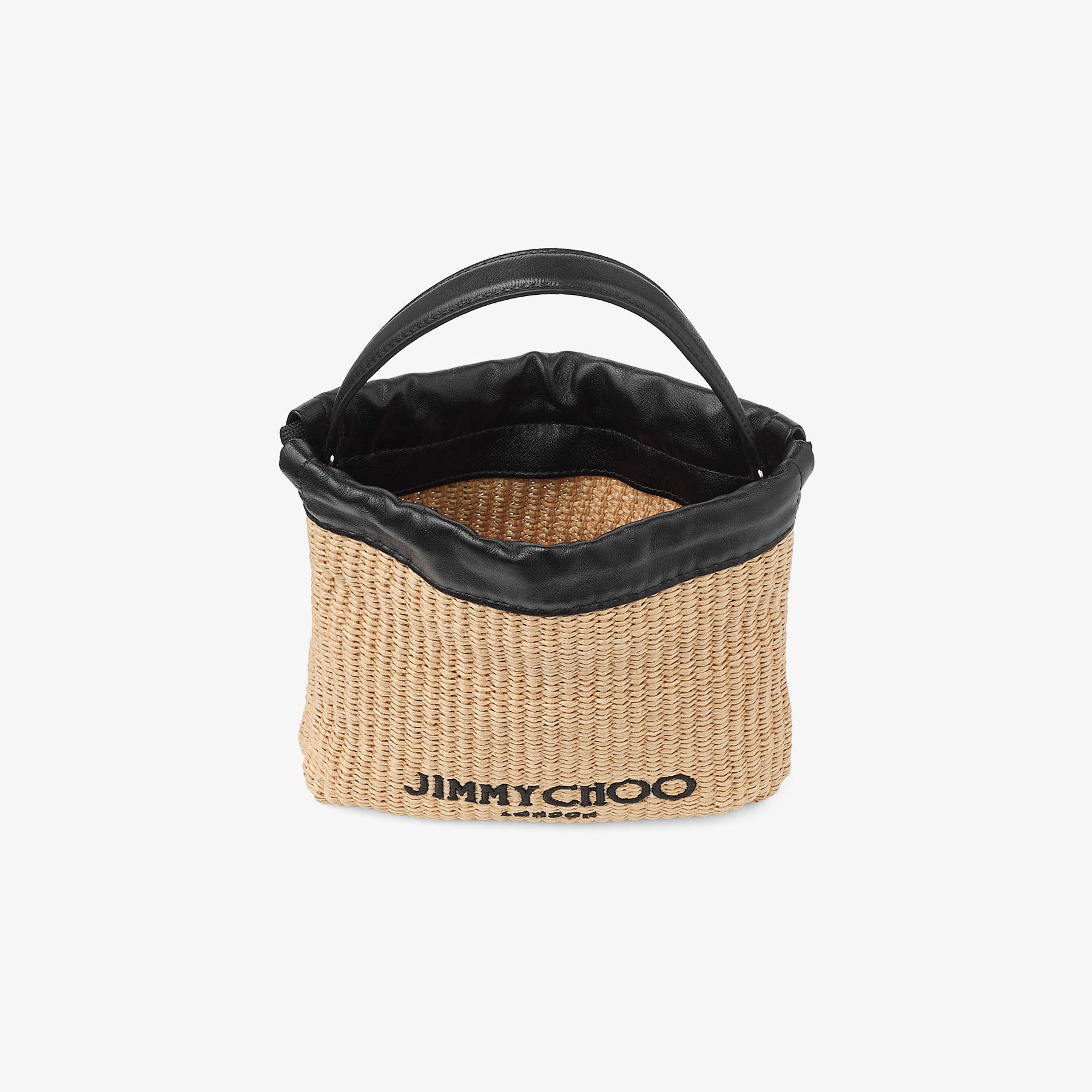 JAMAINPUECH ハンドバッグ Drawstring Pouch Top Handle | Natural and Black Soft Raffia