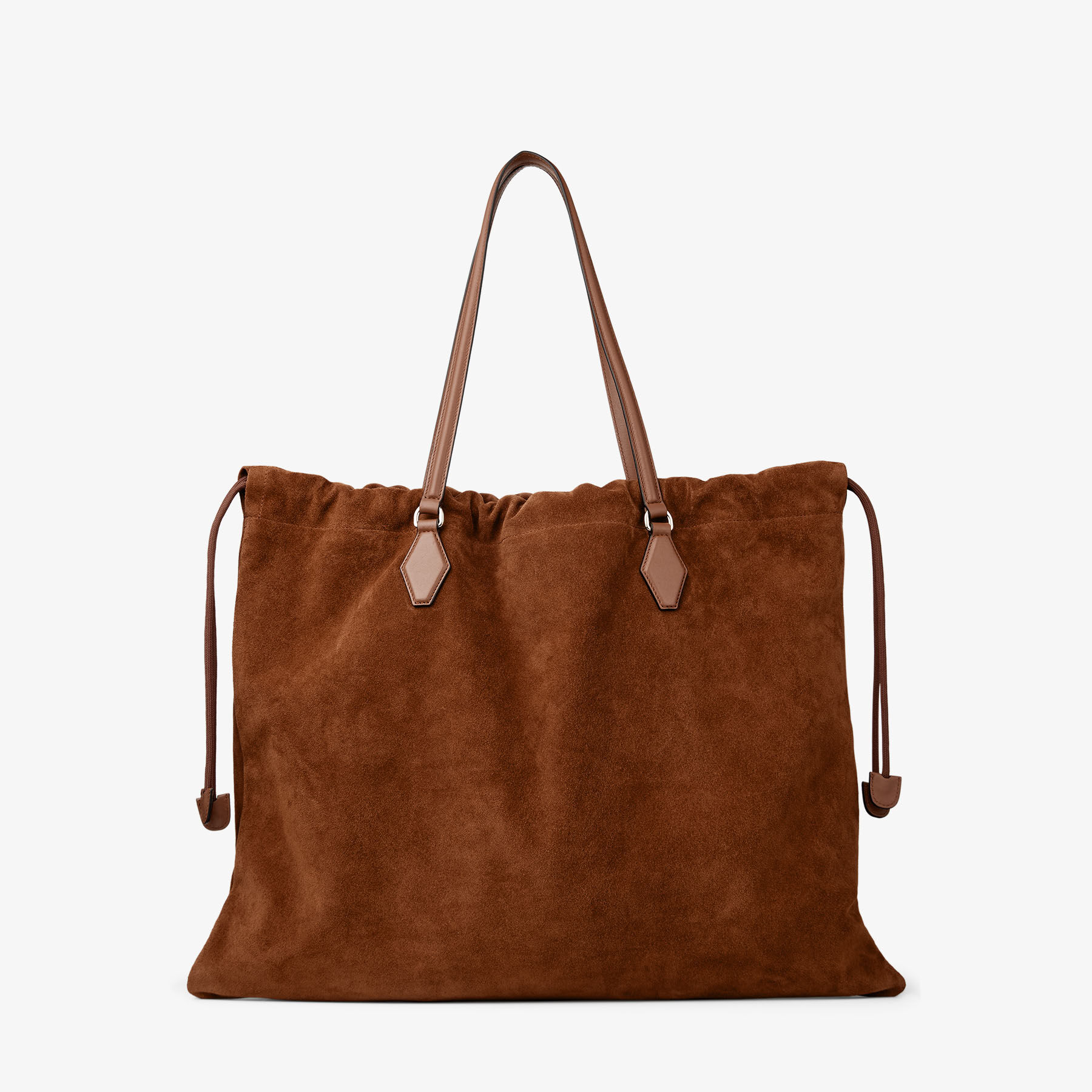 JIMMY CHOO トートバッグ Drawstring Tote L | Tan Suede and Smooth Calf Leather Tote with