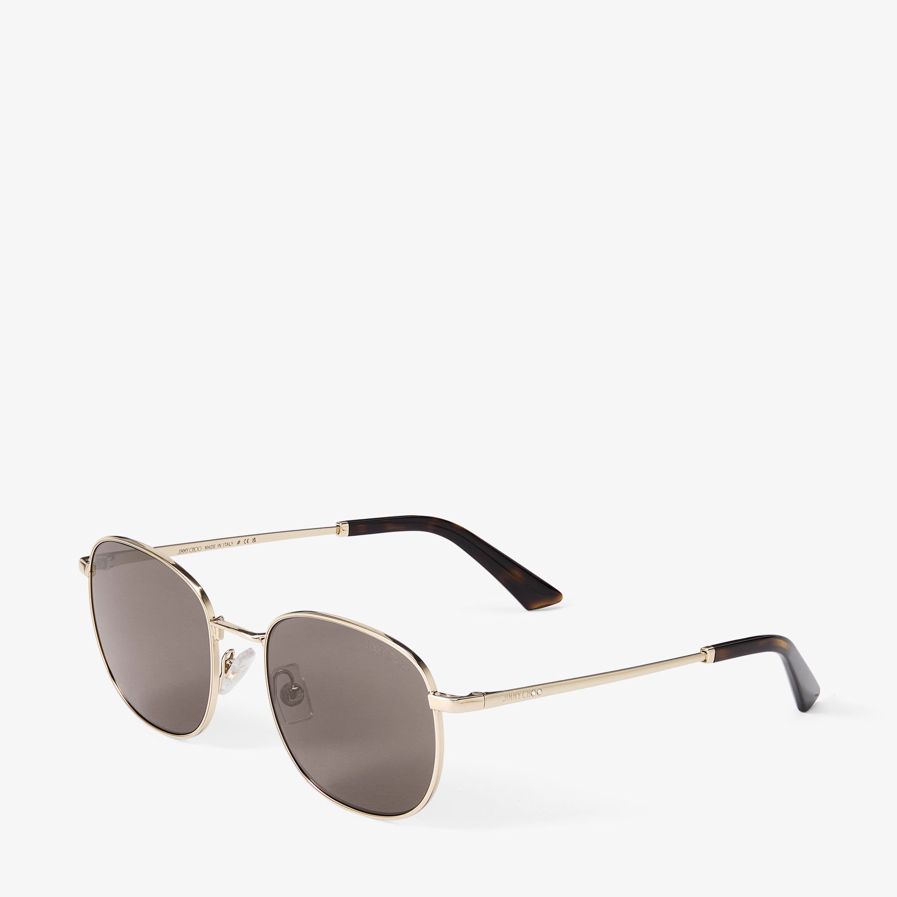 Dune | Pale Gold and Dark Brown Pantos Metal Sunglasses | JIMMY CHOO