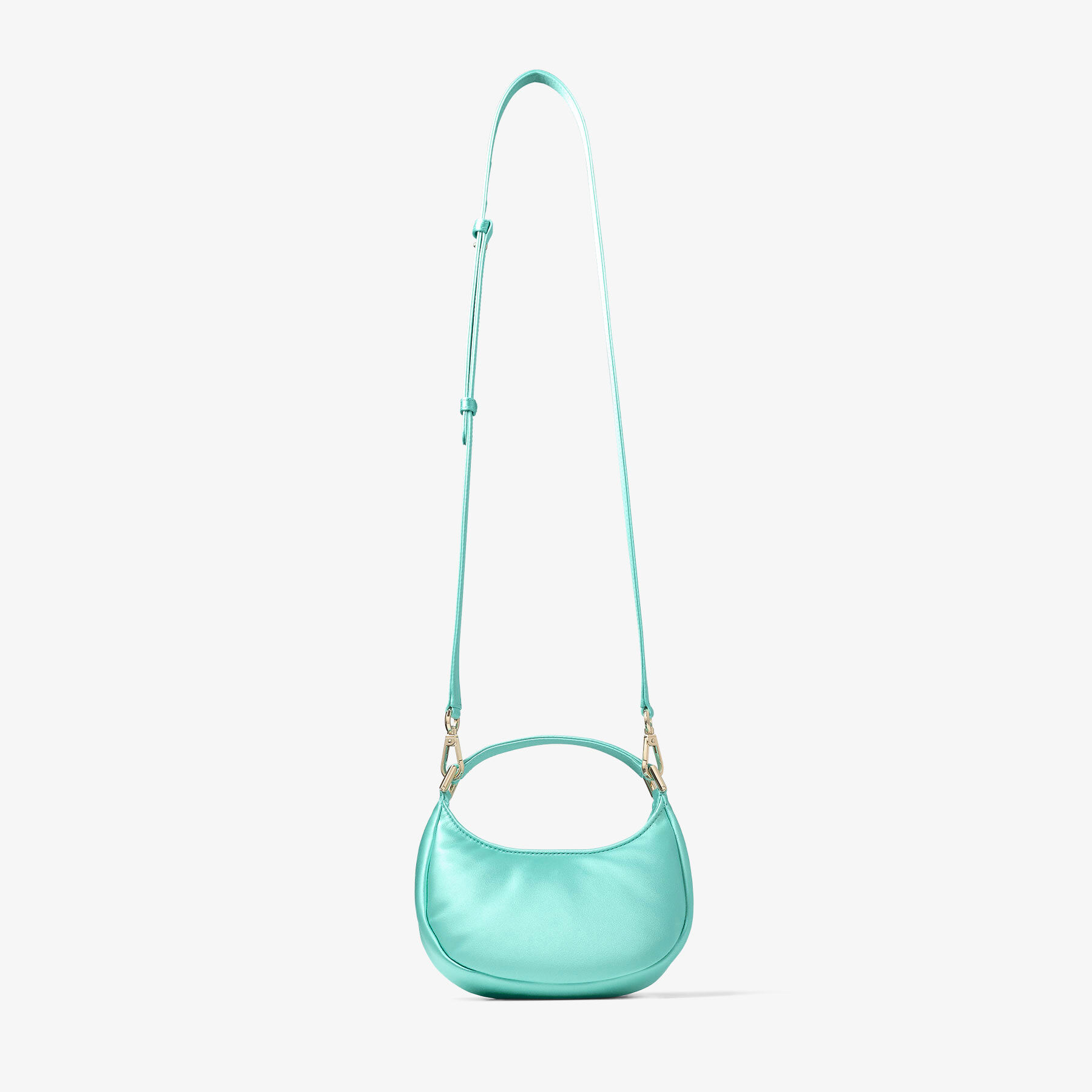 Edie Hobo Mini | Aqua Green Satin Mini Bag | JIMMY CHOO