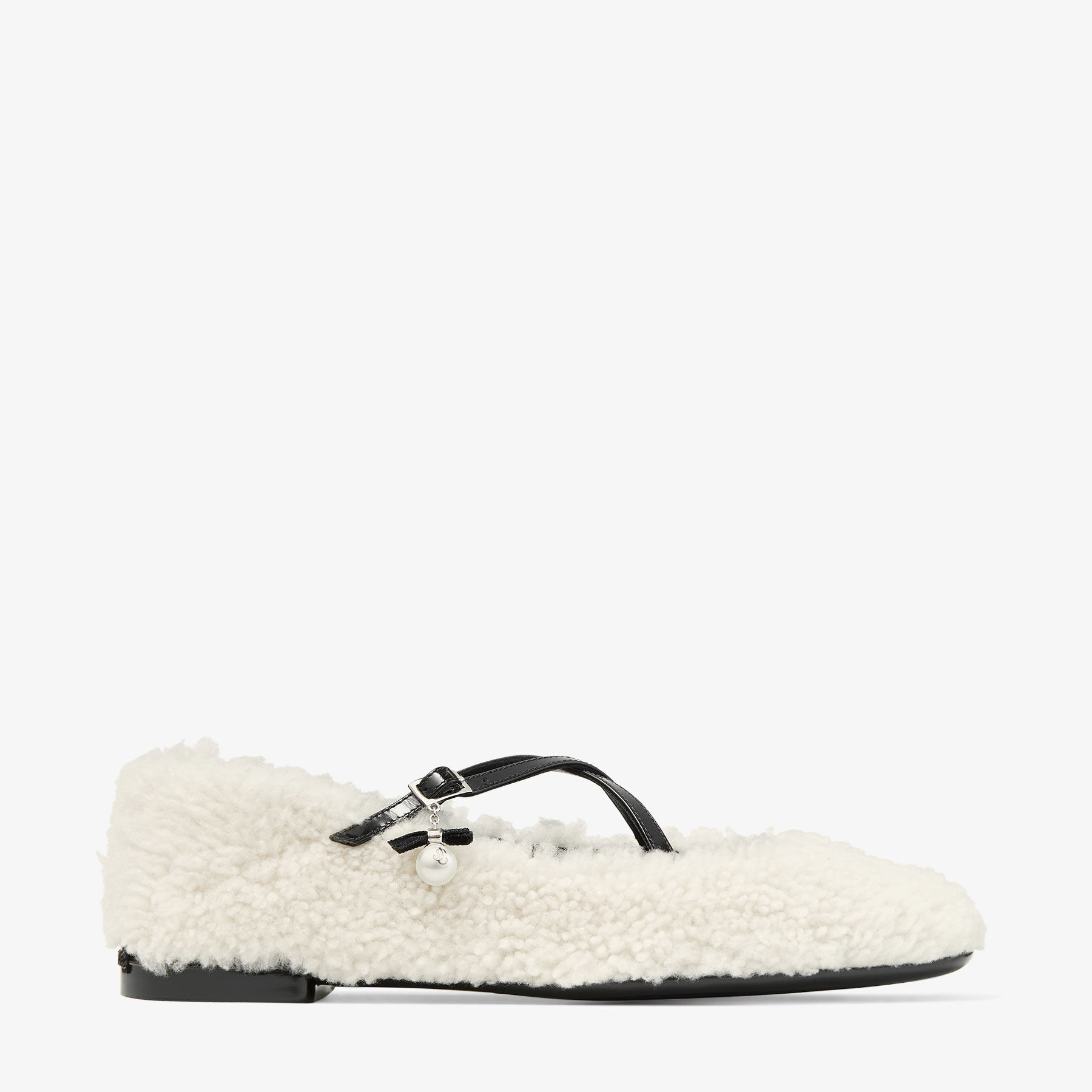 Cherie_Y【美品】the urban blance Eleri Ballerina S | Natural Shearling Ballerina Pumps with Pearl