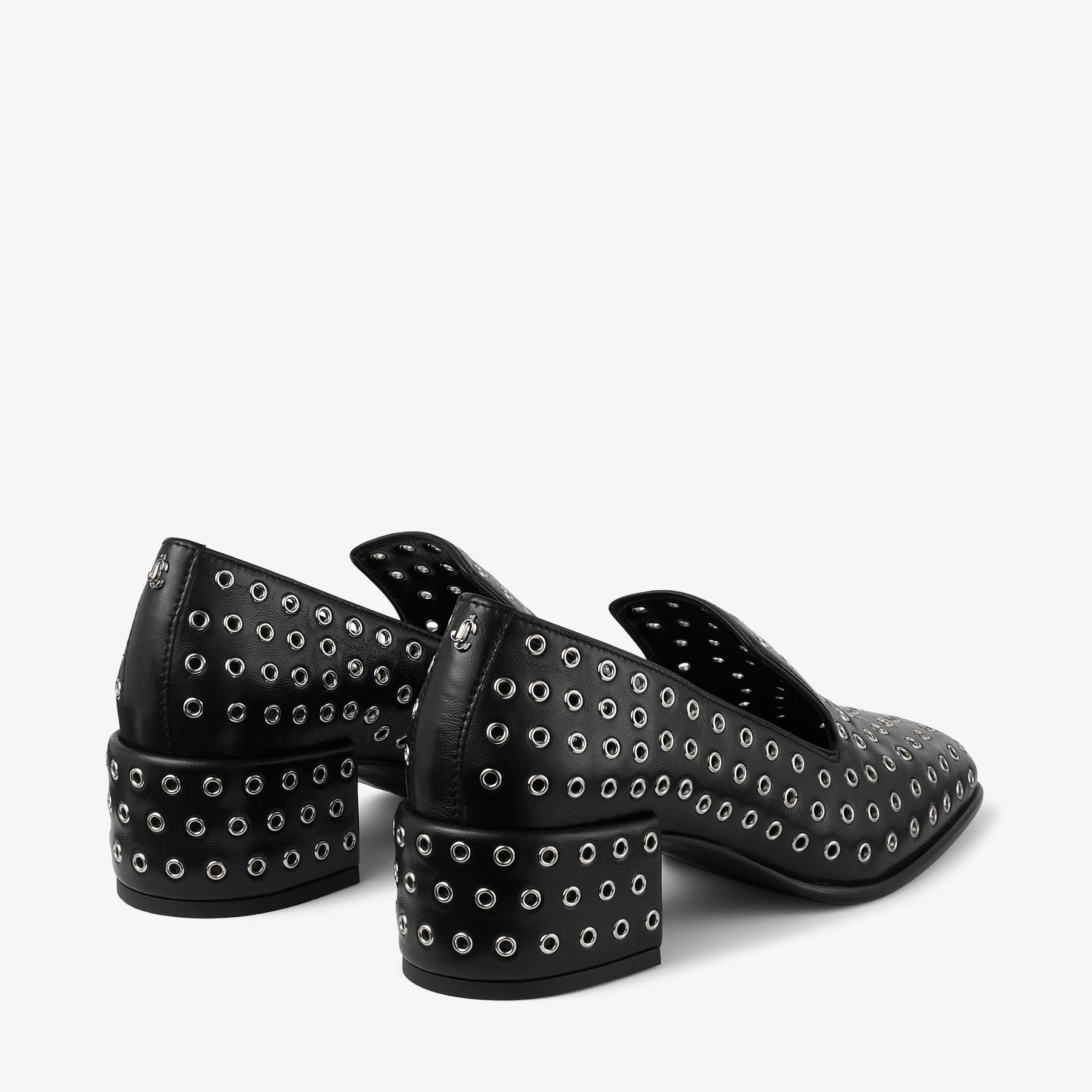 Eliot Slipper 45 F | Black Metallic Nappa Leather Slippers with