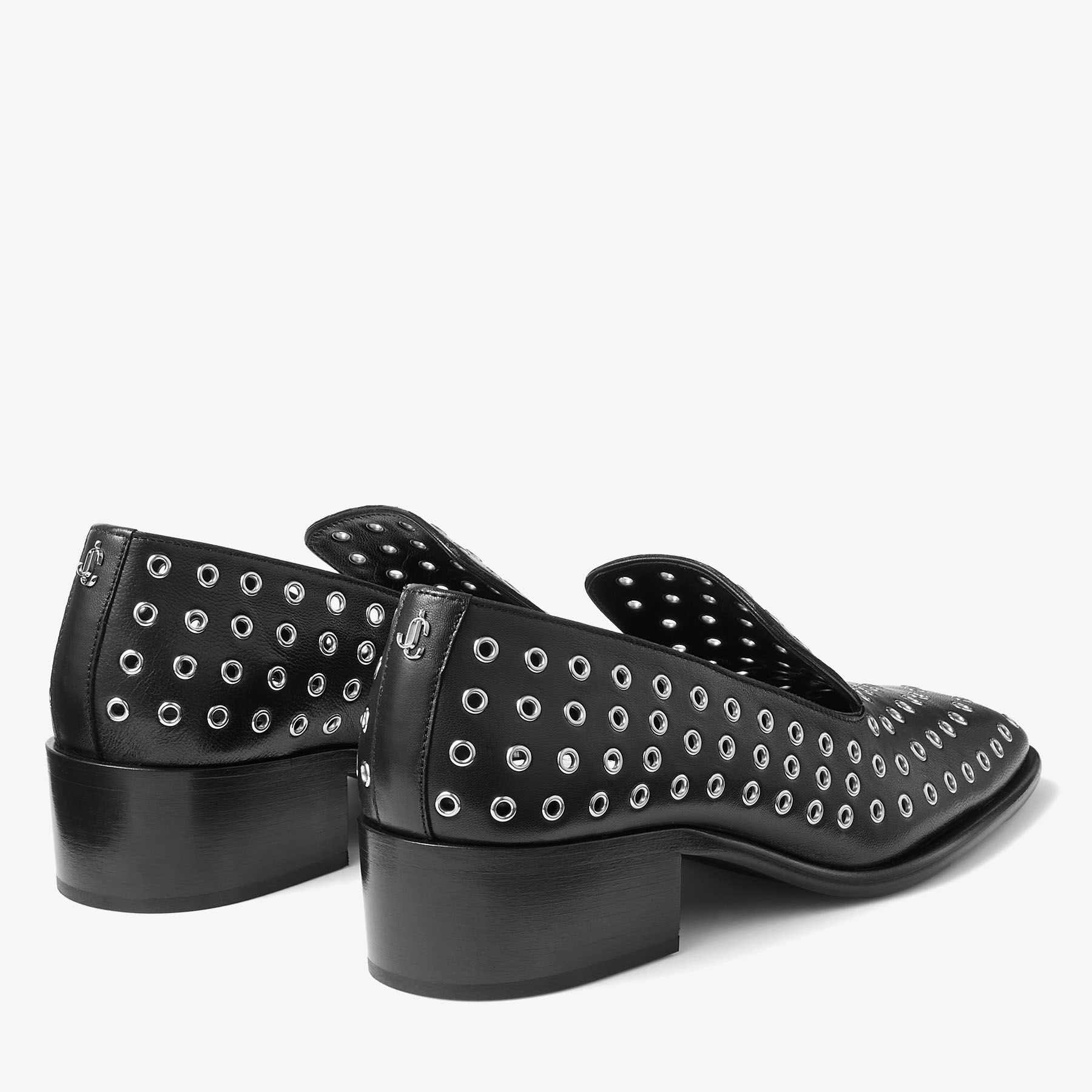 Eliot Slipper 45 M | Black Metallic Nappa Leather Slippers with
