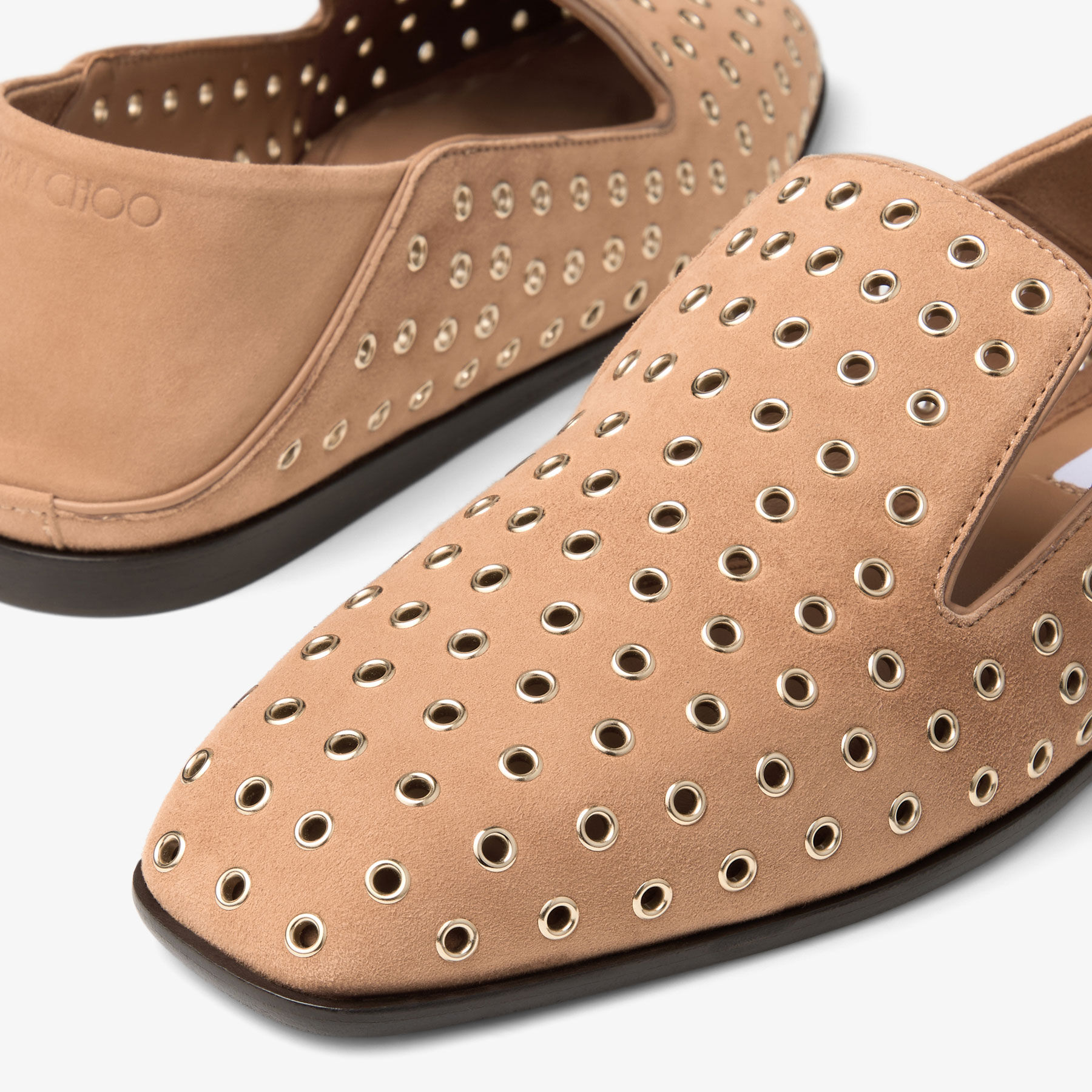 Eliot Slipper F | Toffee Suede Slippers with Eyelets | JIMMY CHOO