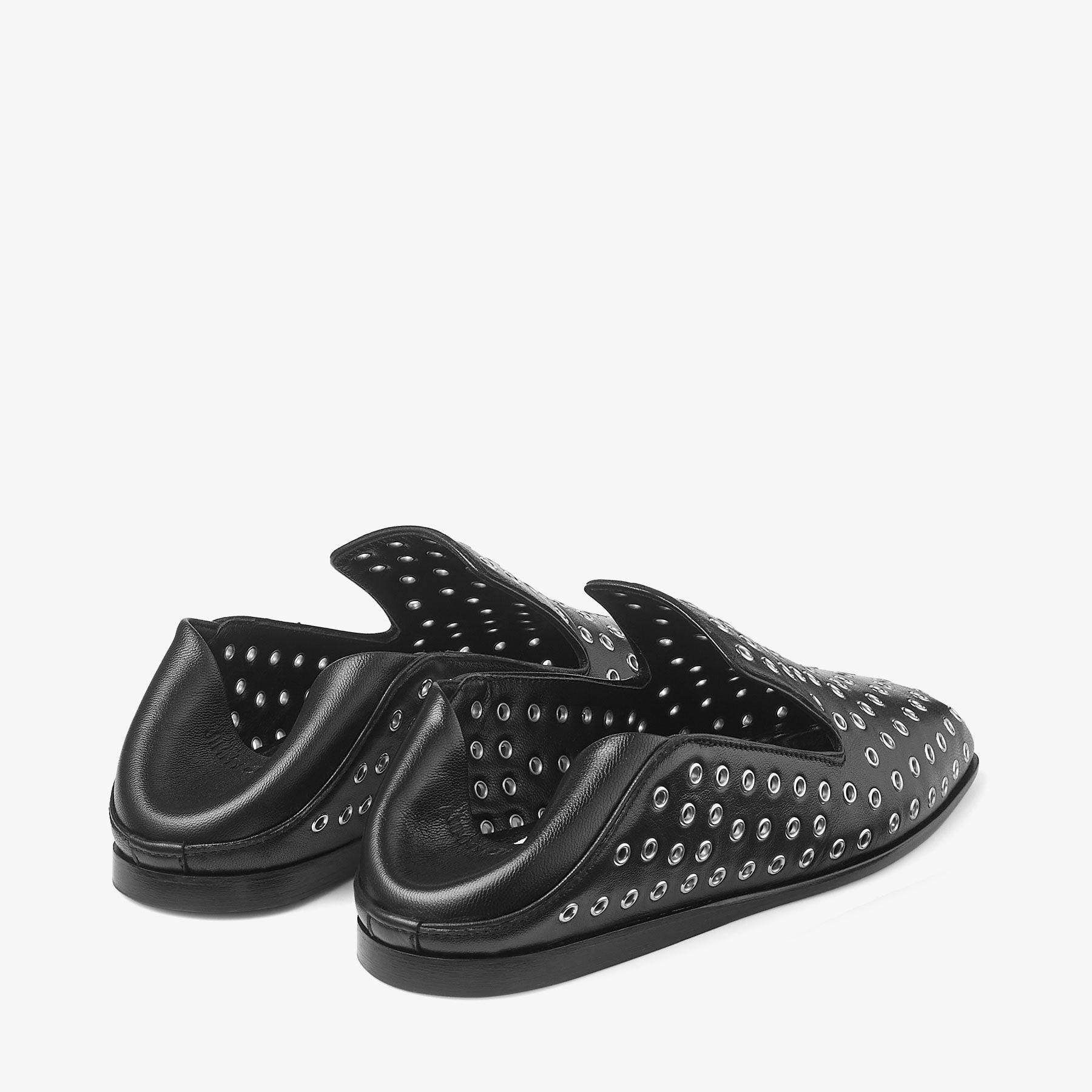 Eliot Slipper F | Black Metallic Nappa Leather Slippers with