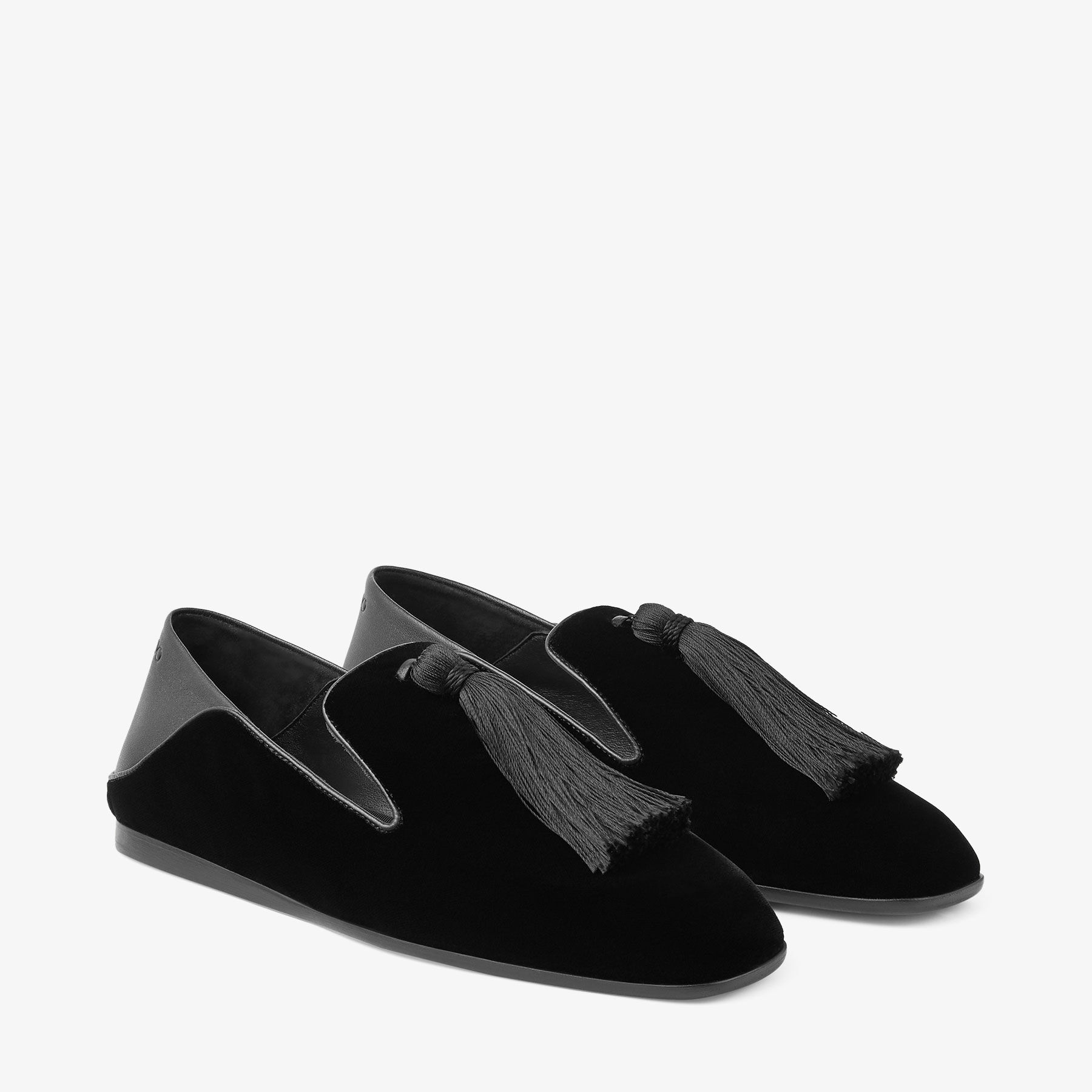 Eliot Slipper F | Black Velvet Slippers with Tassel | JIMMY CHOO