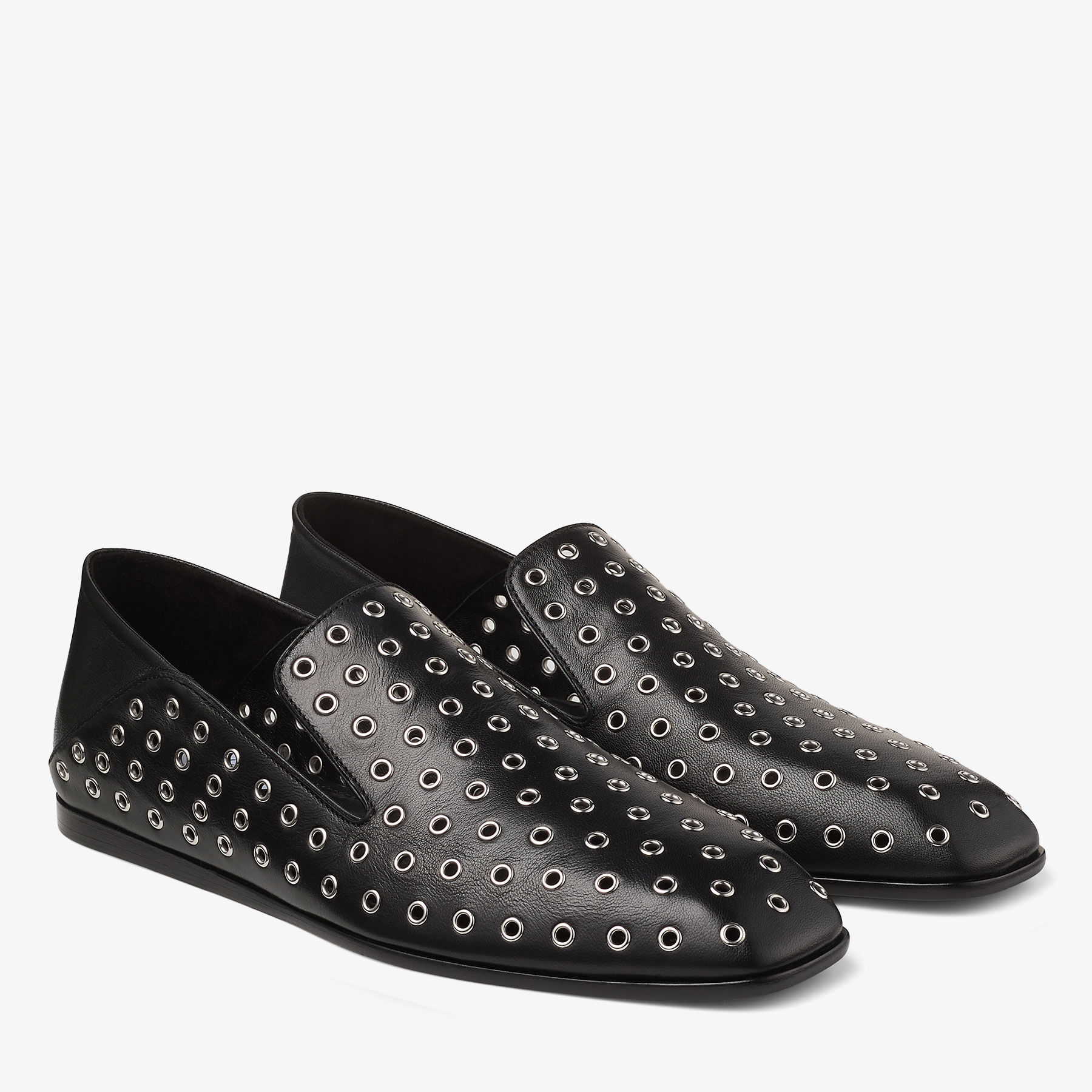 Eliot Slipper M | Black Metallic Nappa Leather Slippers with