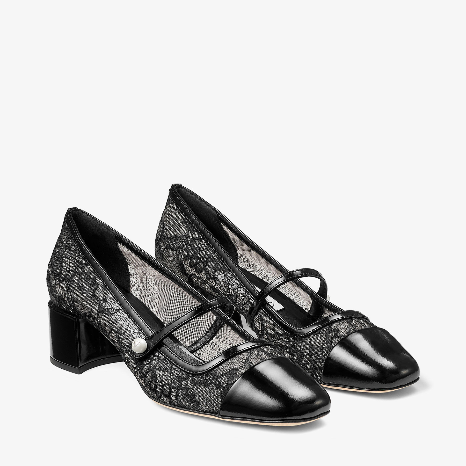 Elisa 45 | Black Spazzolato and Jimmy Choo Lace Pumps | JIMMY CHOO