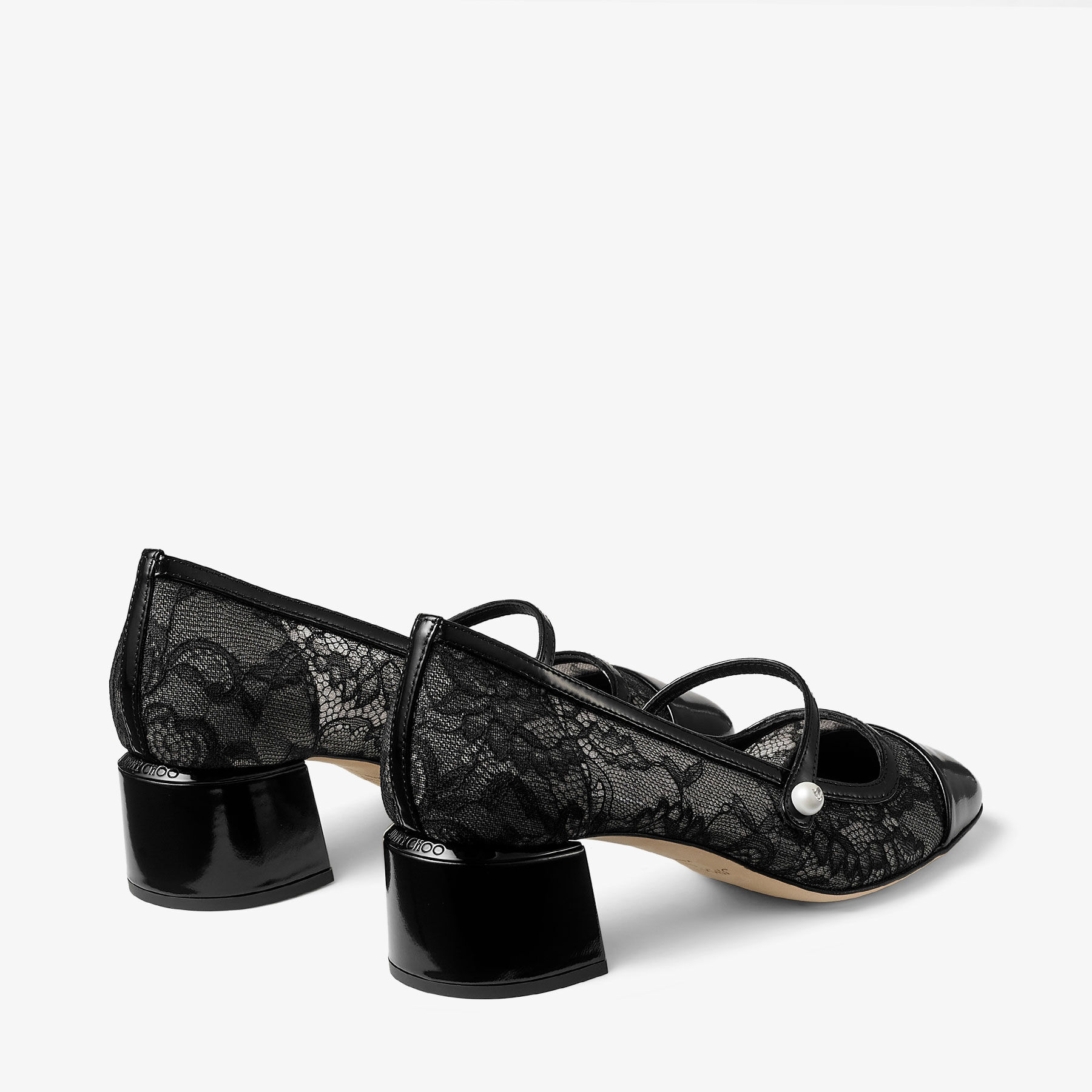 Elisa 45 | Black Spazzolato and Jimmy Choo Lace Pumps | JIMMY CHOO Elisa 45 | Black Spazzolato and Jimmy Choo Lace Pumps | JIMMY CHOO