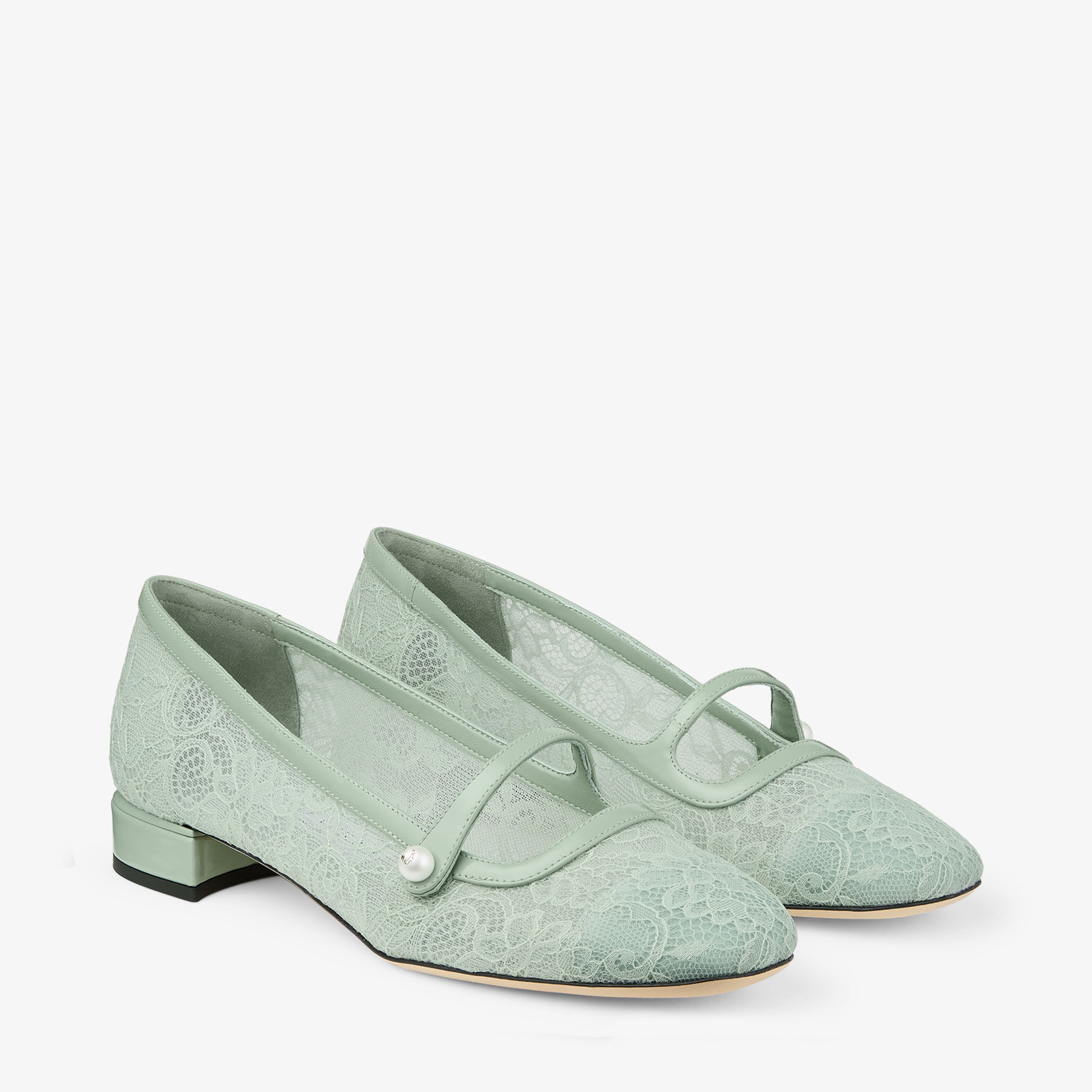 Elisa Ballerina | Verde Jimmy Choo Lace and Spazzolato Ballerina