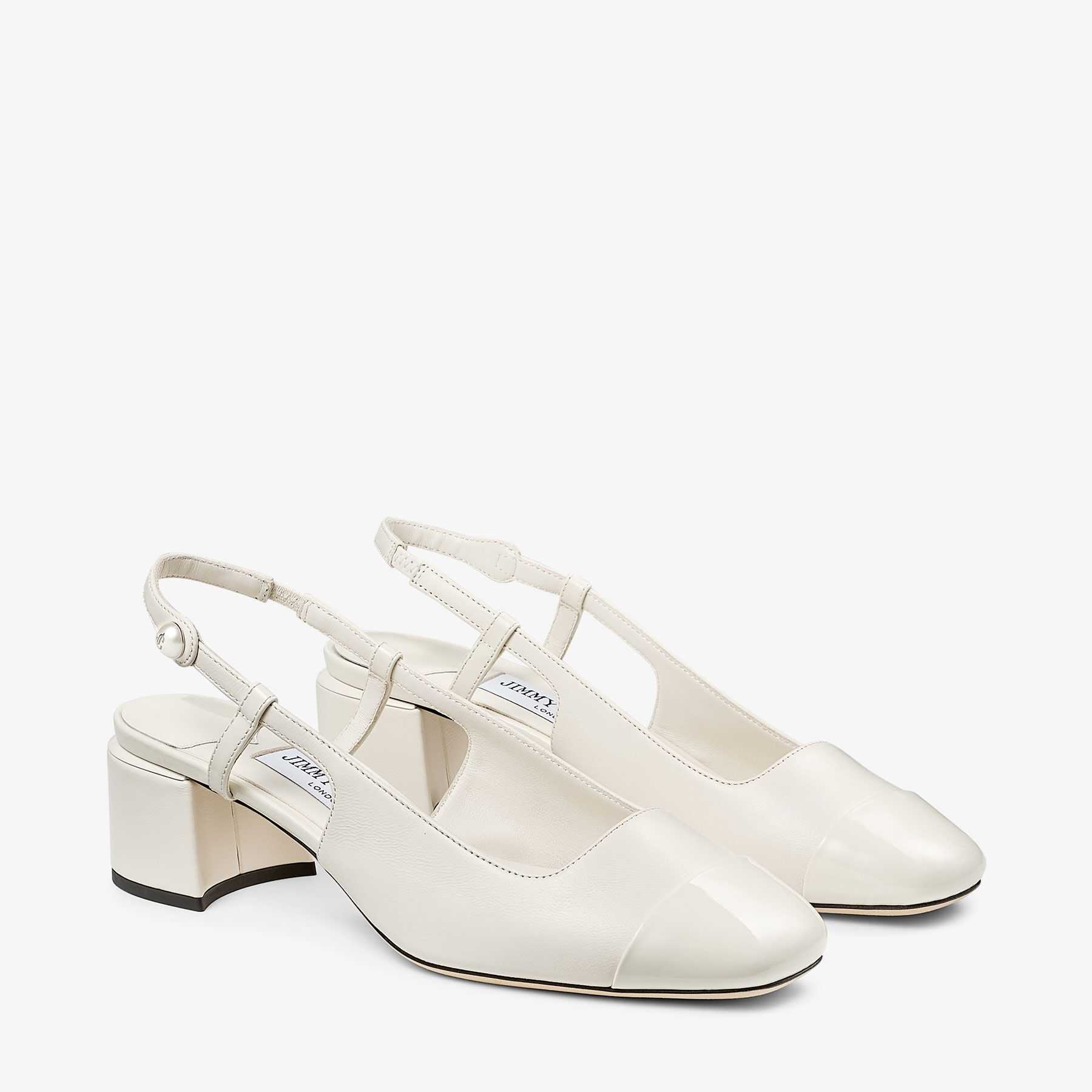 Elisa Sling Back 45 | Latte Patent Leather Pumps | JIMMY CHOO CA