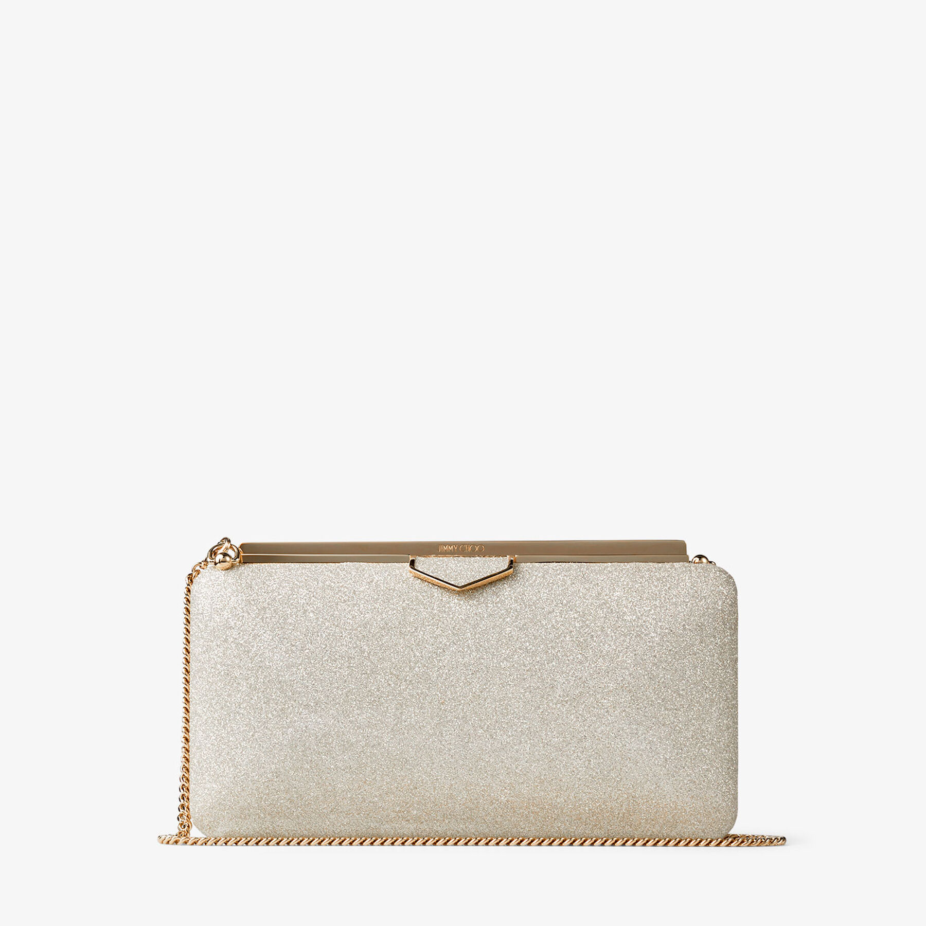 Platinum Ice Dusty Glitter Clutch Bag | Ellipse | Spring Summer 