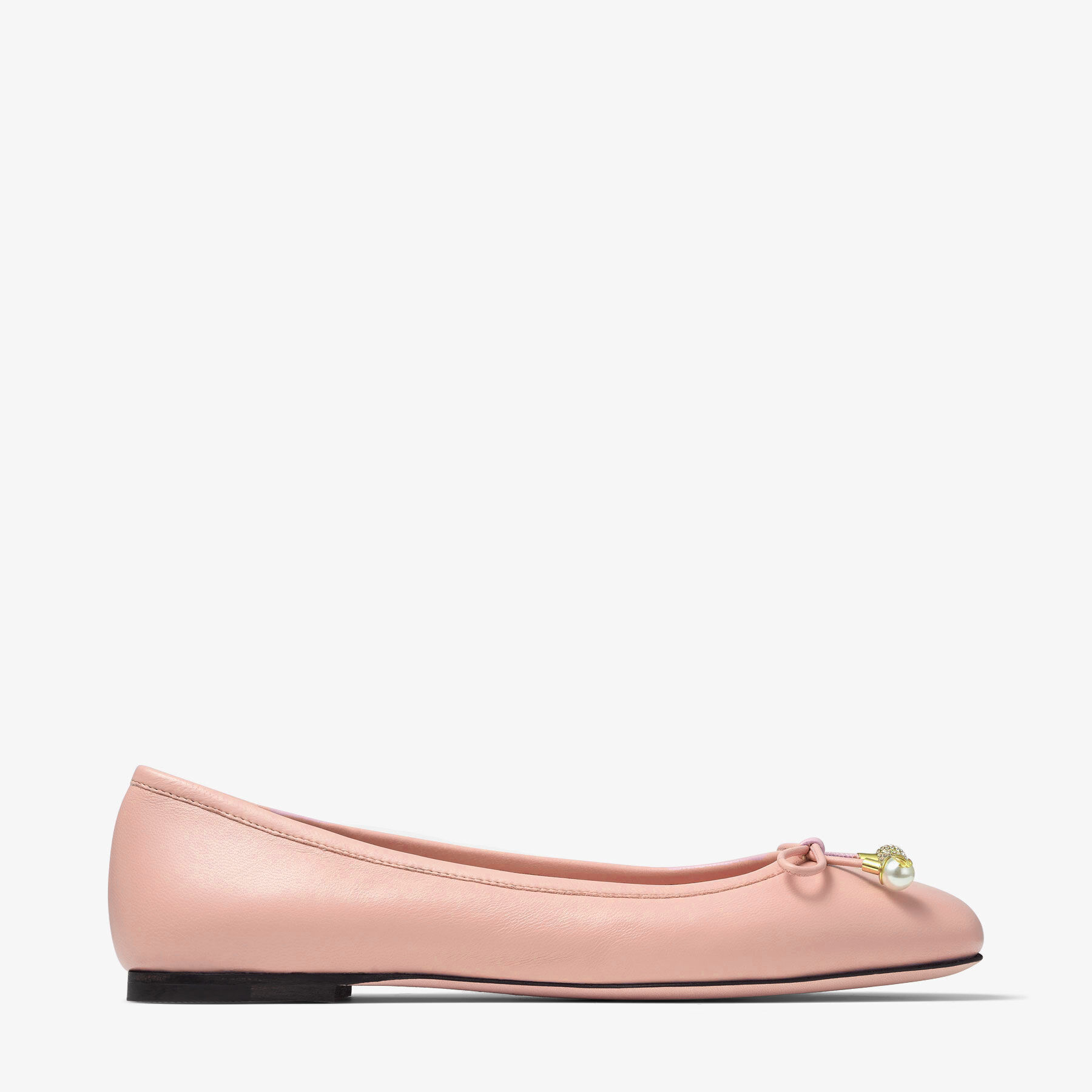 Elme Flat | Ballet Pink Nappa Leather Flats | JIMMY CHOO