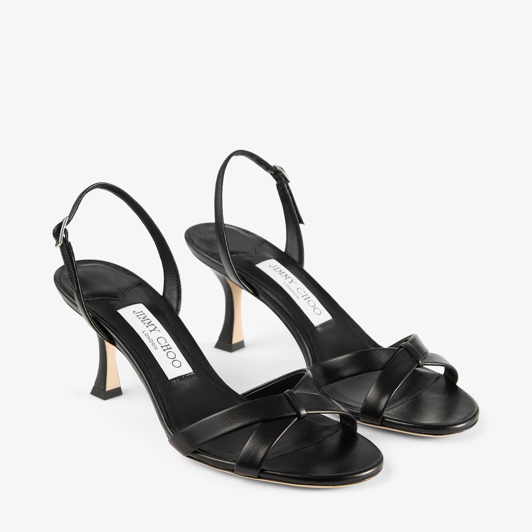 JIMMY CHOO ☆ ジミーチュウ エルシー 70 Elsy 70 | Black Nappa Leather Crossover Slingback | JIMMY CHOO