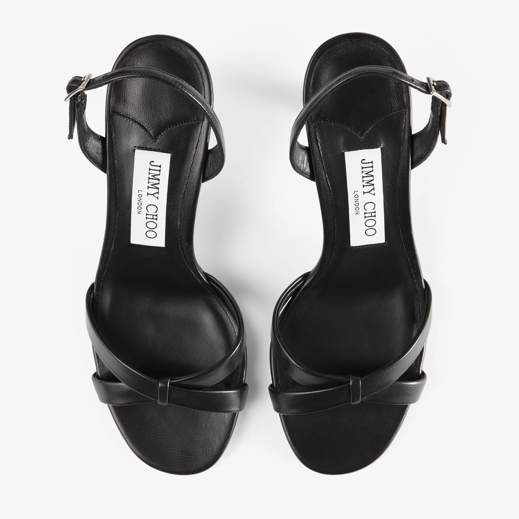 JIMMY CHOO ☆ ジミーチュウ エルシー 70 Elsy 70 | Black Nappa Leather Crossover Slingback | JIMMY CHOO