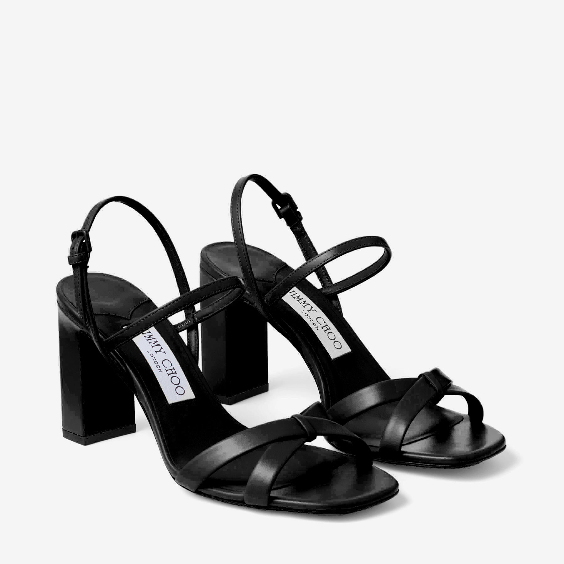 Elsy Block Heel 85 | Black Nappa Leather Sandals | JIMMY CHOO