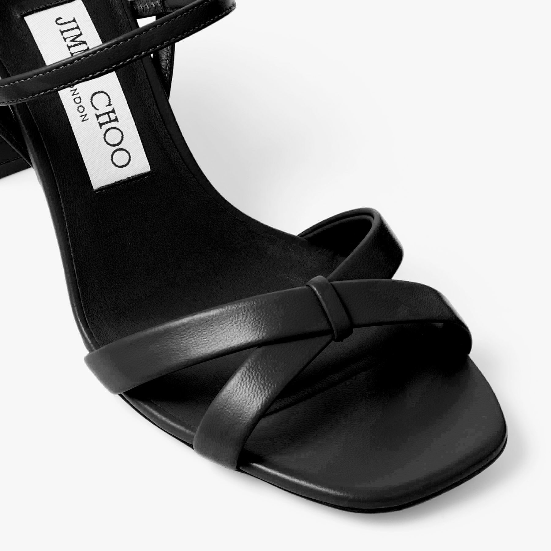 Elsy Block Heel 85 | Black Nappa Leather Sandals | JIMMY CHOO
