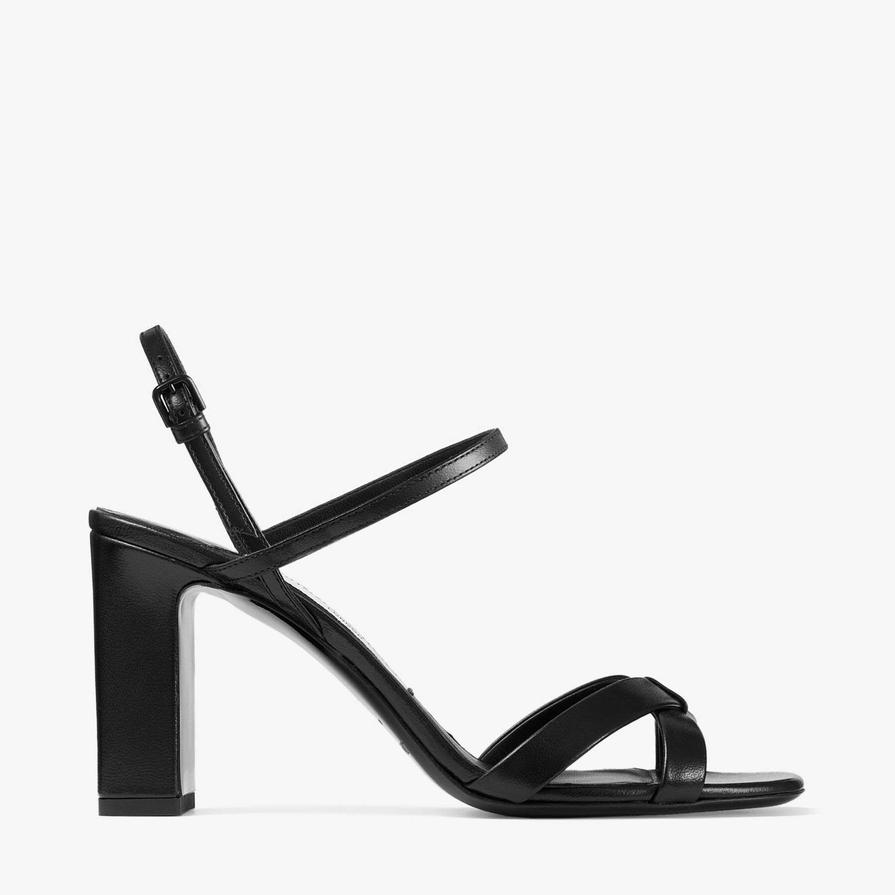 Elsy Block Heel 85 | Black Nappa Leather Sandals | JIMMY CHOO