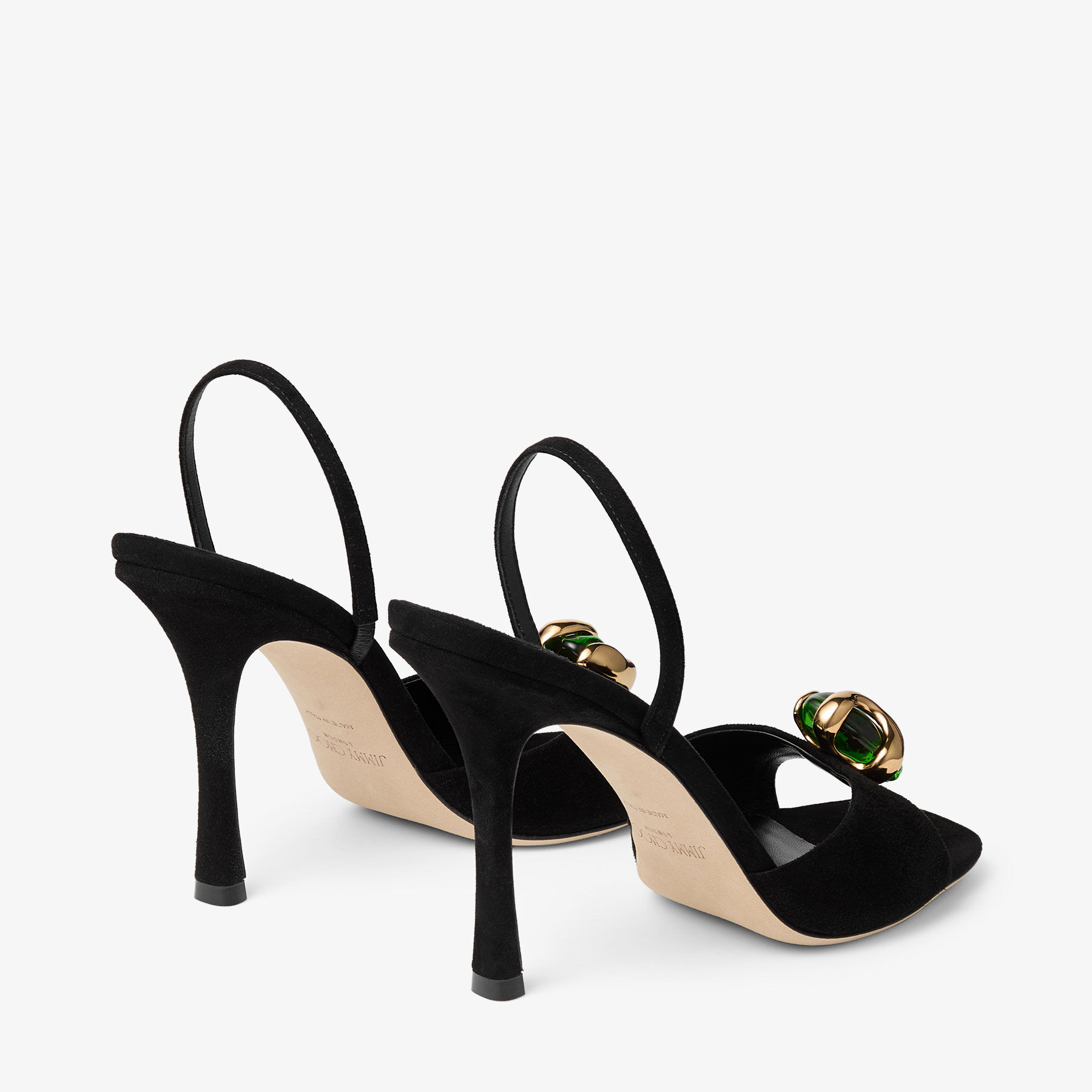 Emani 100 | Black and Clover Suede Sandals | JIMMY CHOO