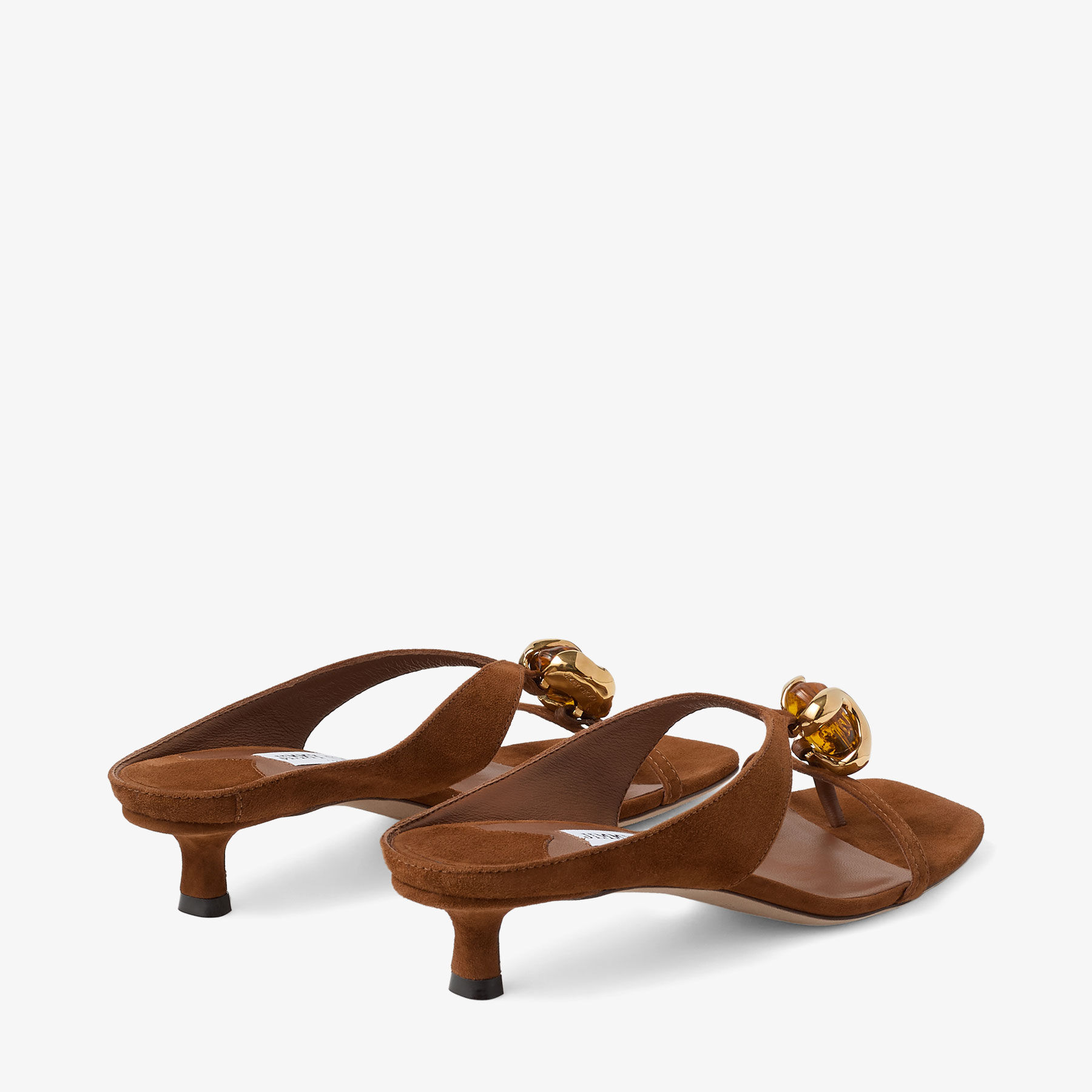 Emeri Stone 35 | Tan Suede Sandals with Stone Detail | JIMMY CHOO