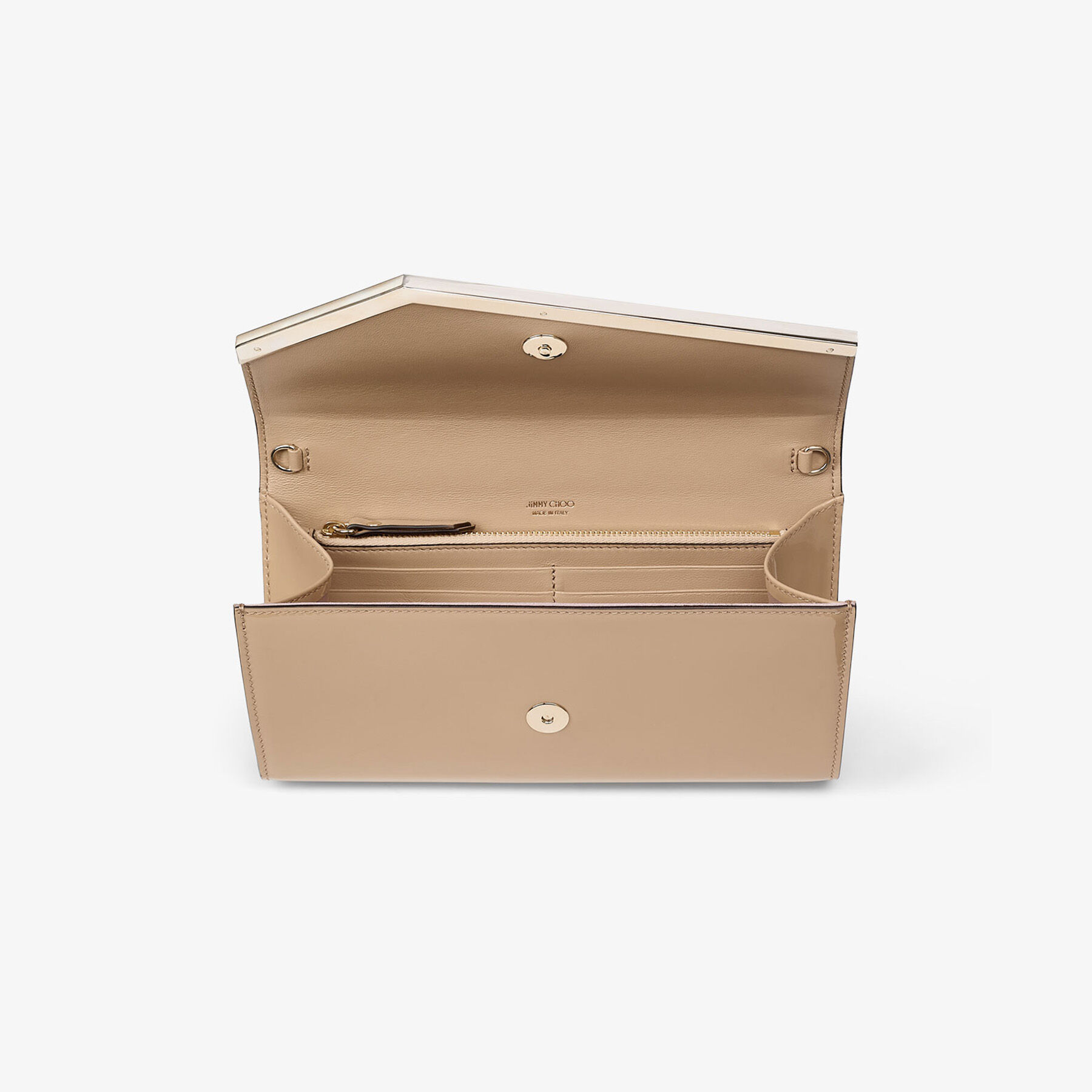 Emmie | Chai Patent Leather Clutch Bag | JIMMY CHOO