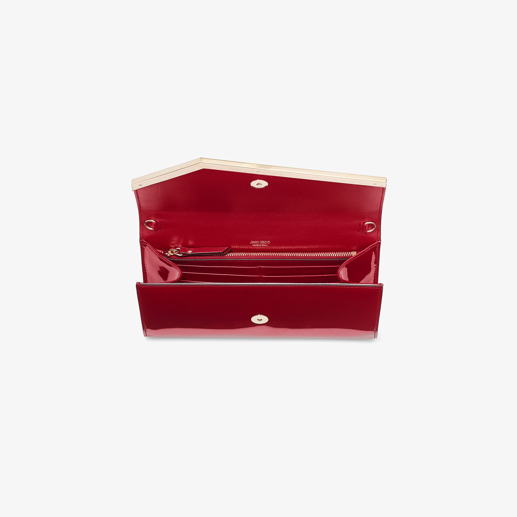 Emmie | Ruby Red Patent Leather Clutch Bag | JIMMY CHOO