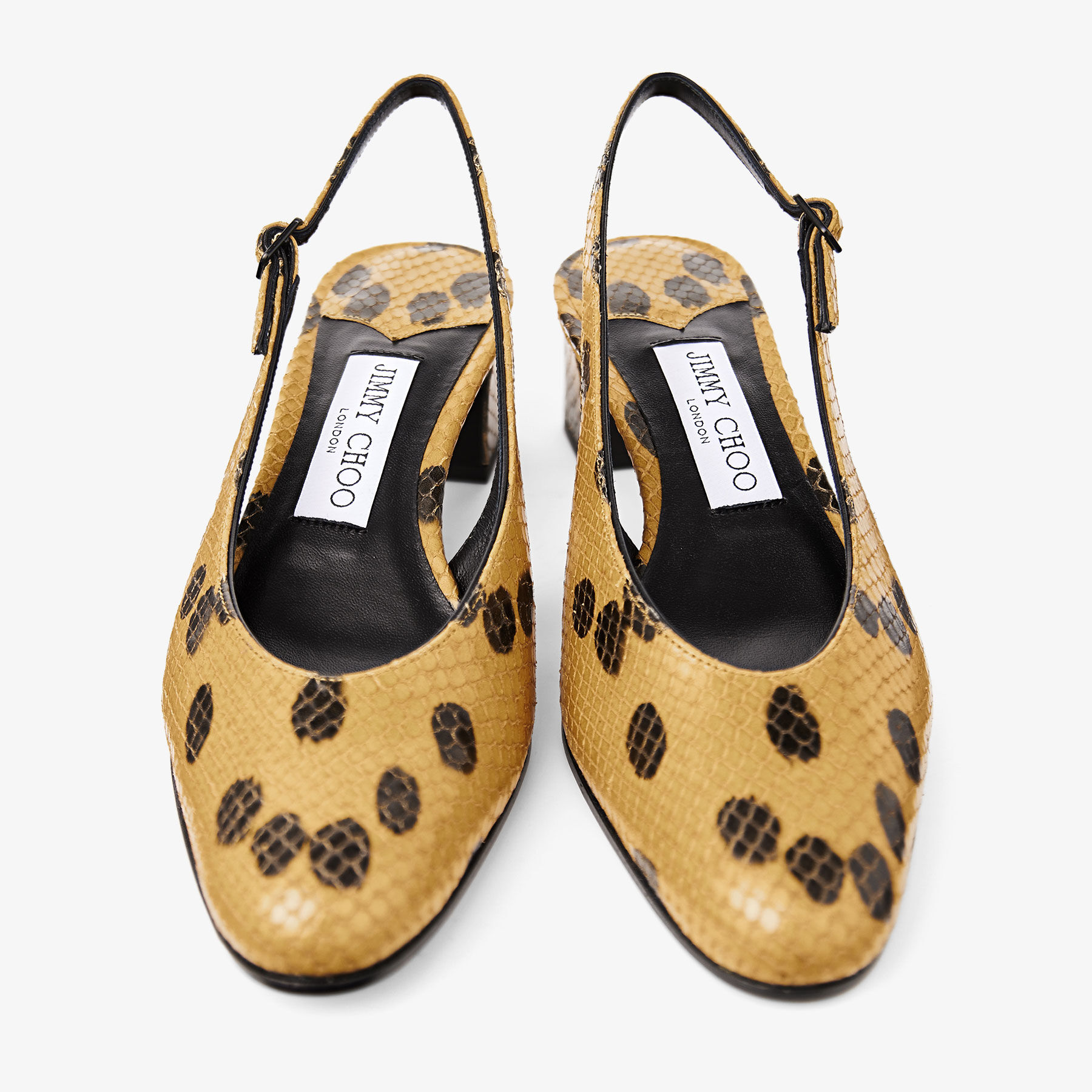 Eyla Sling Back 45 | Cigar and Black Spotty Elaphe-Printed Leather