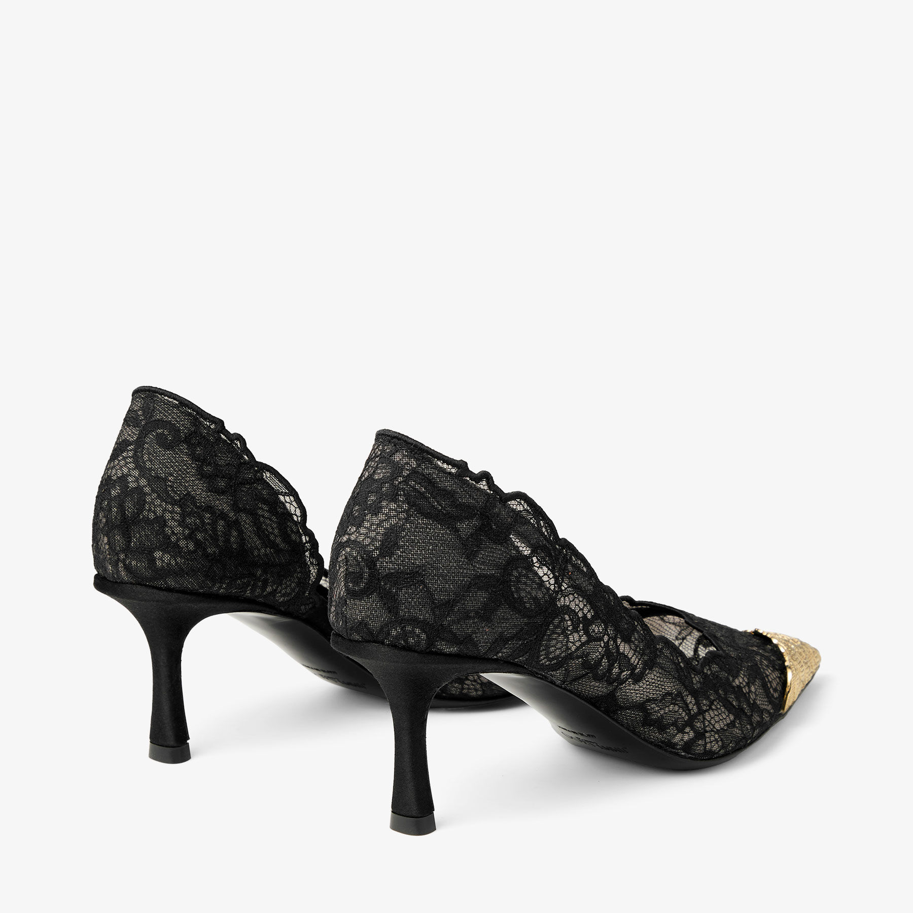 Faiz Pump 65 | Black and Vintage Gold Jimmy Choo Lace Pumps with