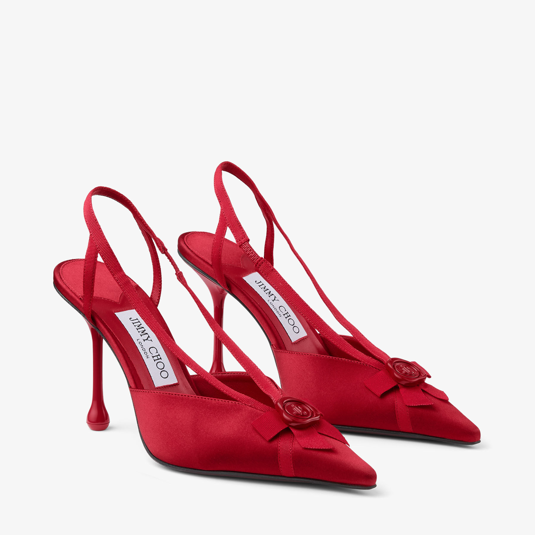 Faya 95 | Ruby Red Satin and Grosgrain Slingbacks | JIMMY CHOO