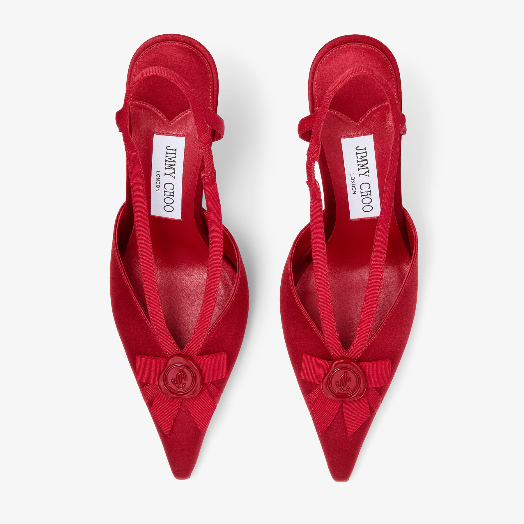 Faya 95 | Ruby Red Satin and Grosgrain Slingbacks | JIMMY CHOO