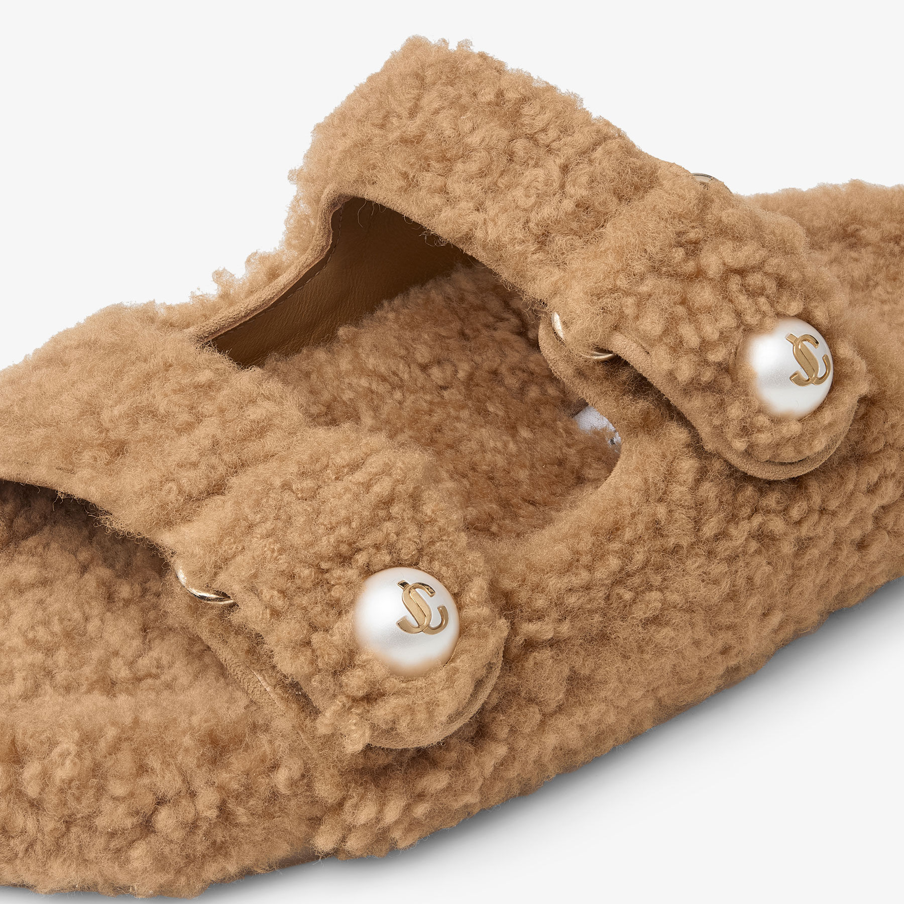 Fayence Sandal | Rattan Curly Shearling Sandals | JIMMY CHOO