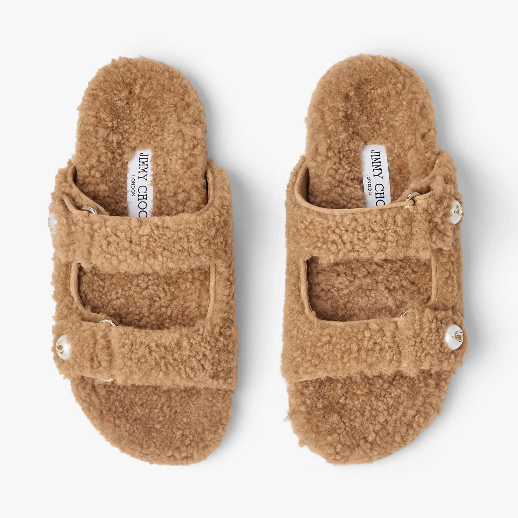 サンダル・ミュール JIMMY CHOO FAYENCE SANDALS Fayence Sandal | Rattan Curly Shearling Sandals | JIMMY CHOO
