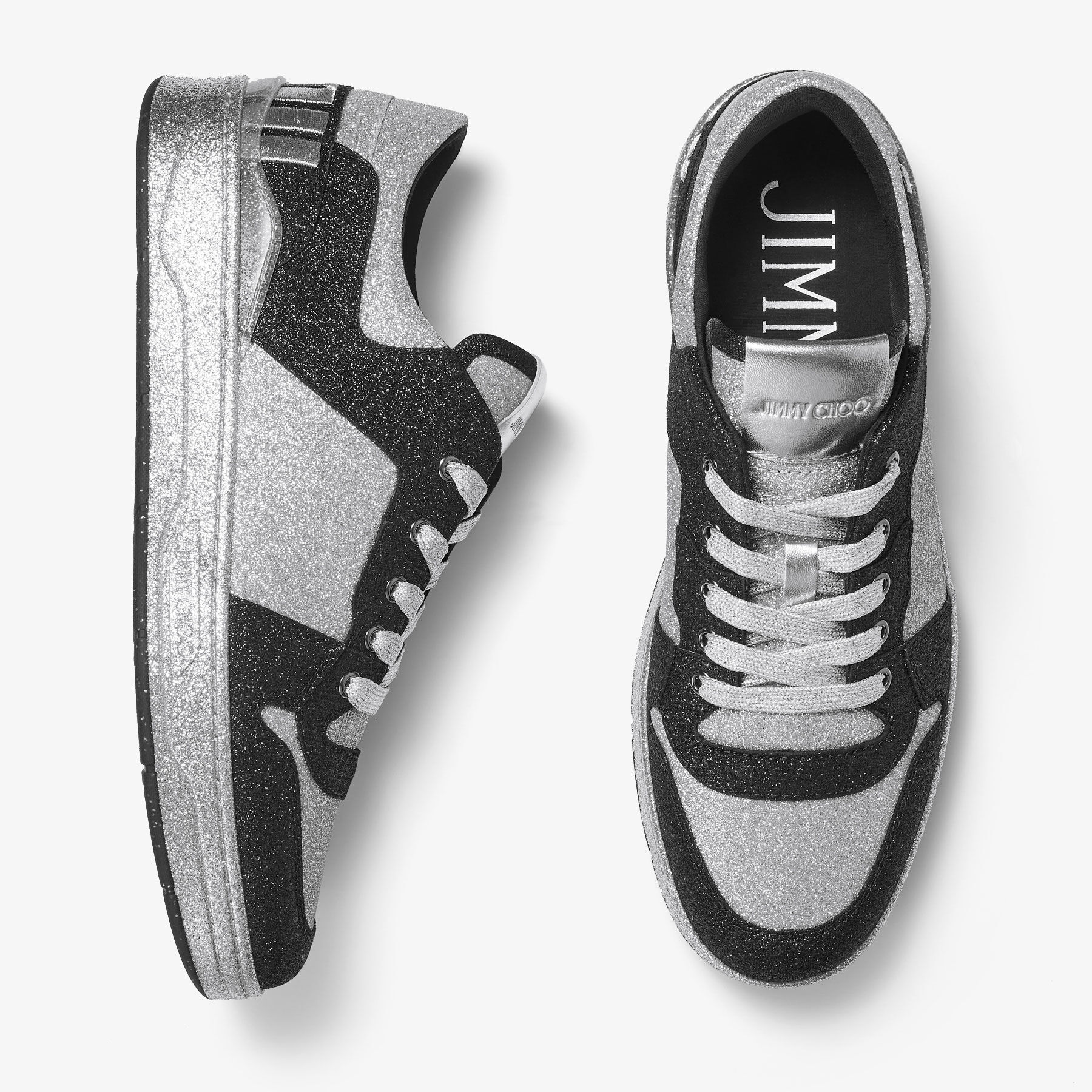 Florent/M|Black Glitter Fabric Trainer| JIMMY CHOO