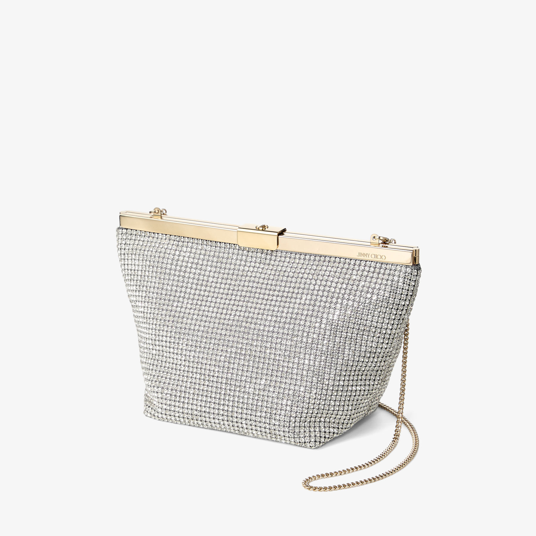 Ganache | Siver Crystal Mesh Clutch Bag | JIMMY CHOO