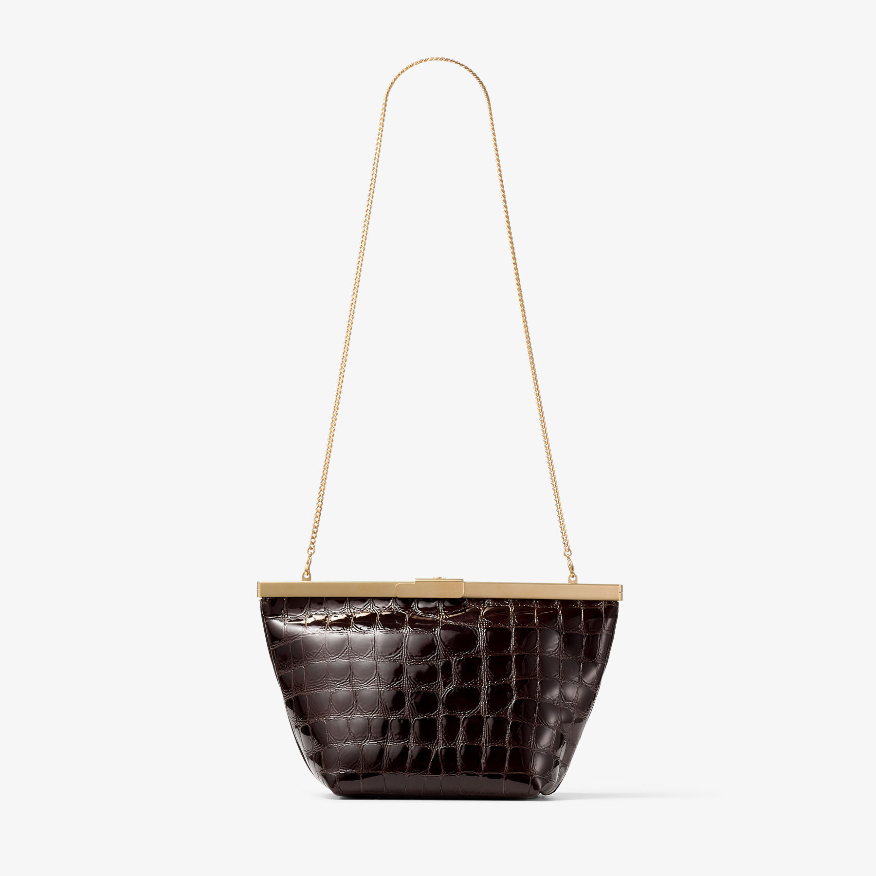 Ganache | Sambuco Shiny Croc Embossed Leather Clutch Bag | JIMMY CHOO
