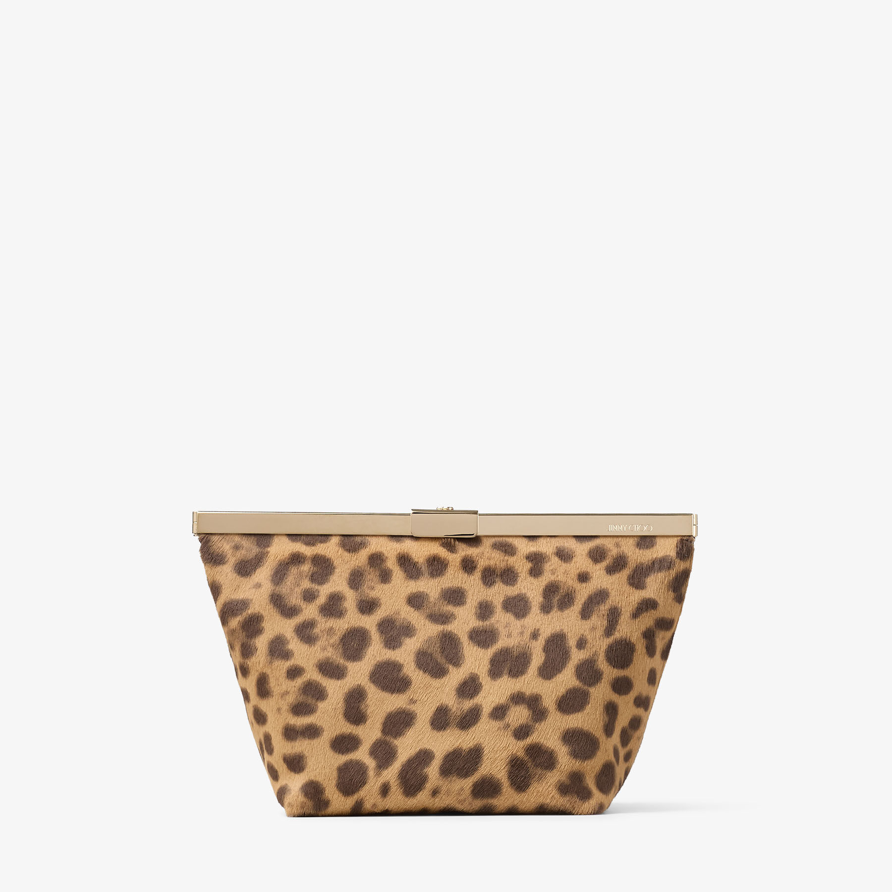 Ganache | Natural Leopard Print Pony Clutch Bag | JIMMY CHOO