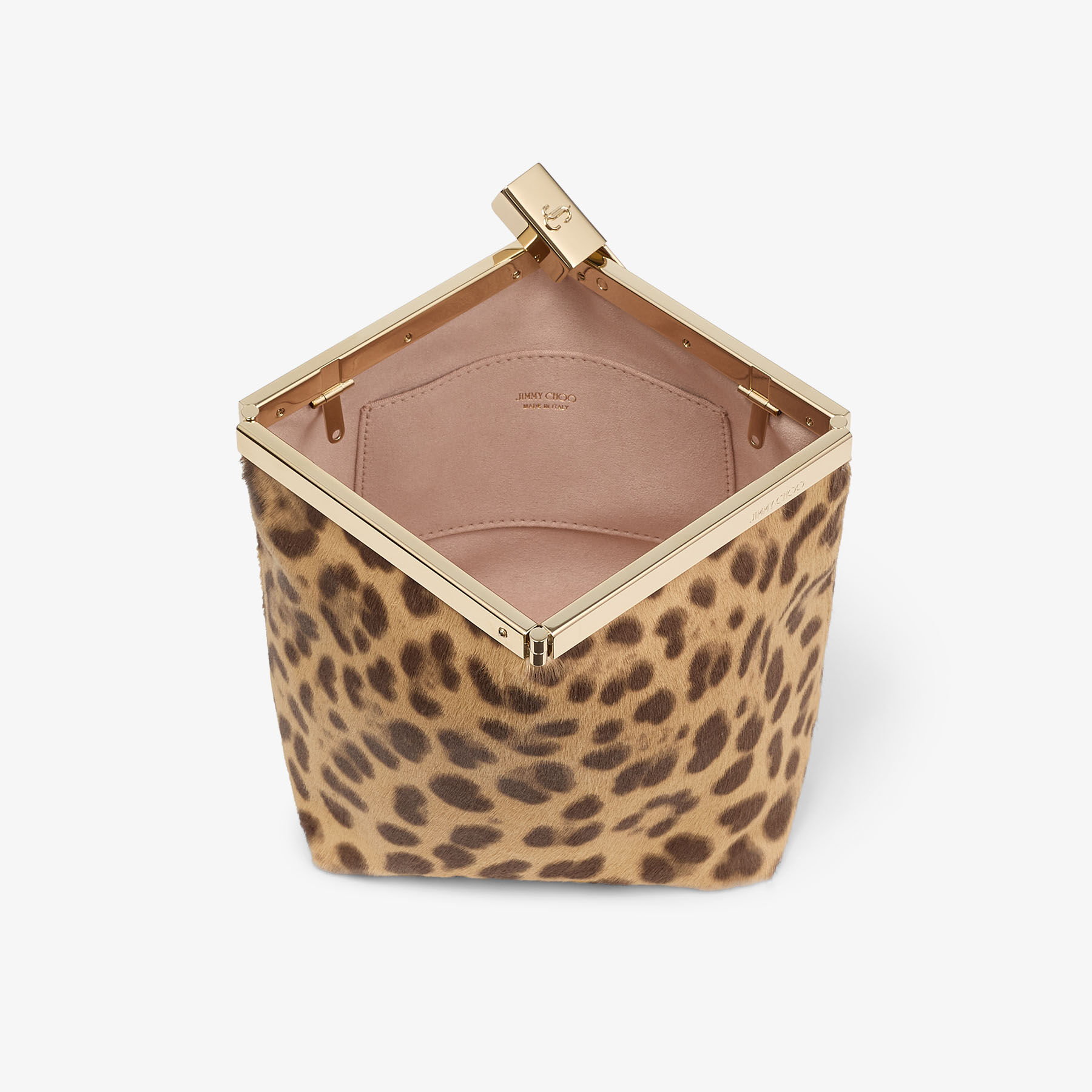 Ganache | Natural Leopard Print Pony Clutch Bag | JIMMY CHOO