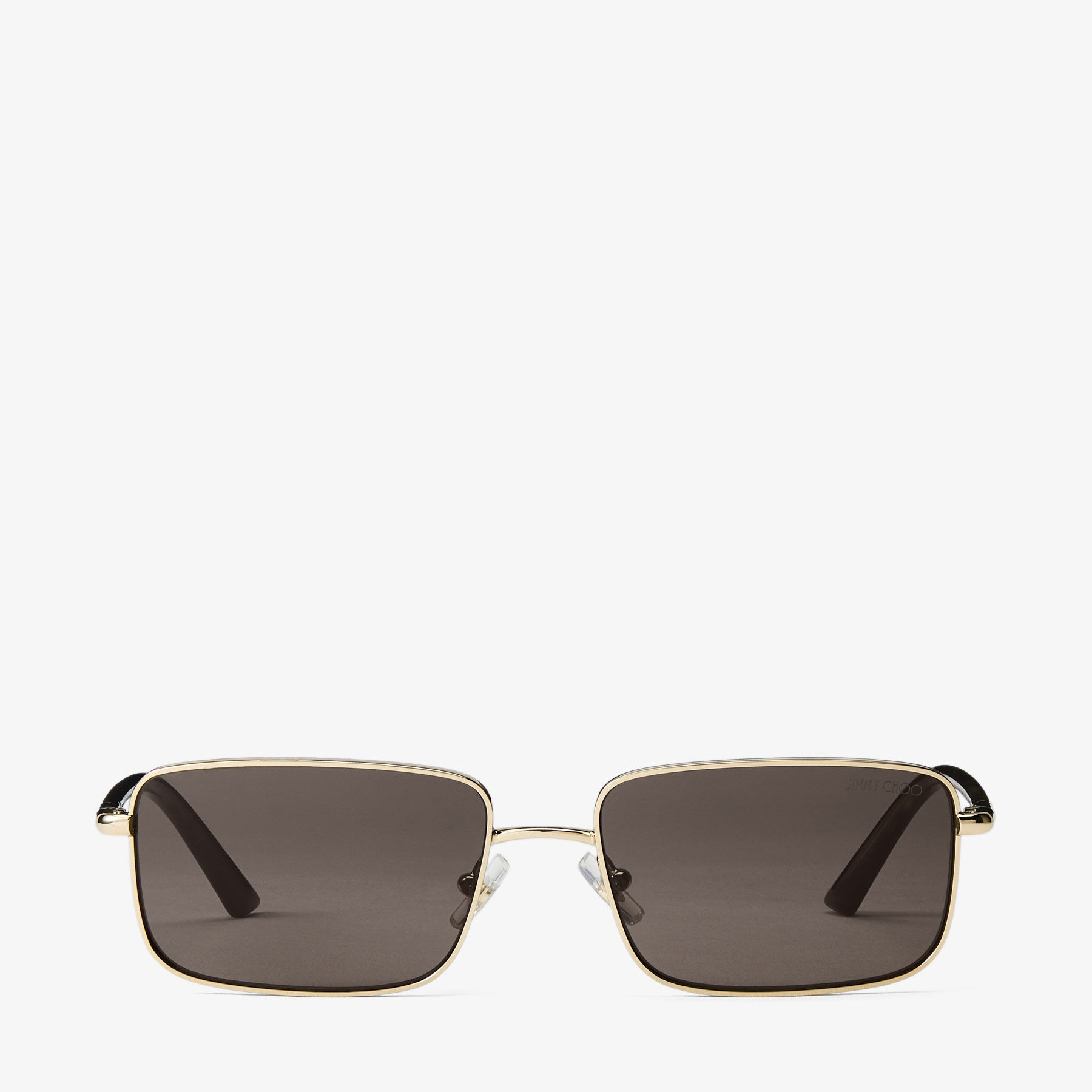 Gavin | Pale Gold and Dark Brown Metal Rectangular Sunglasses