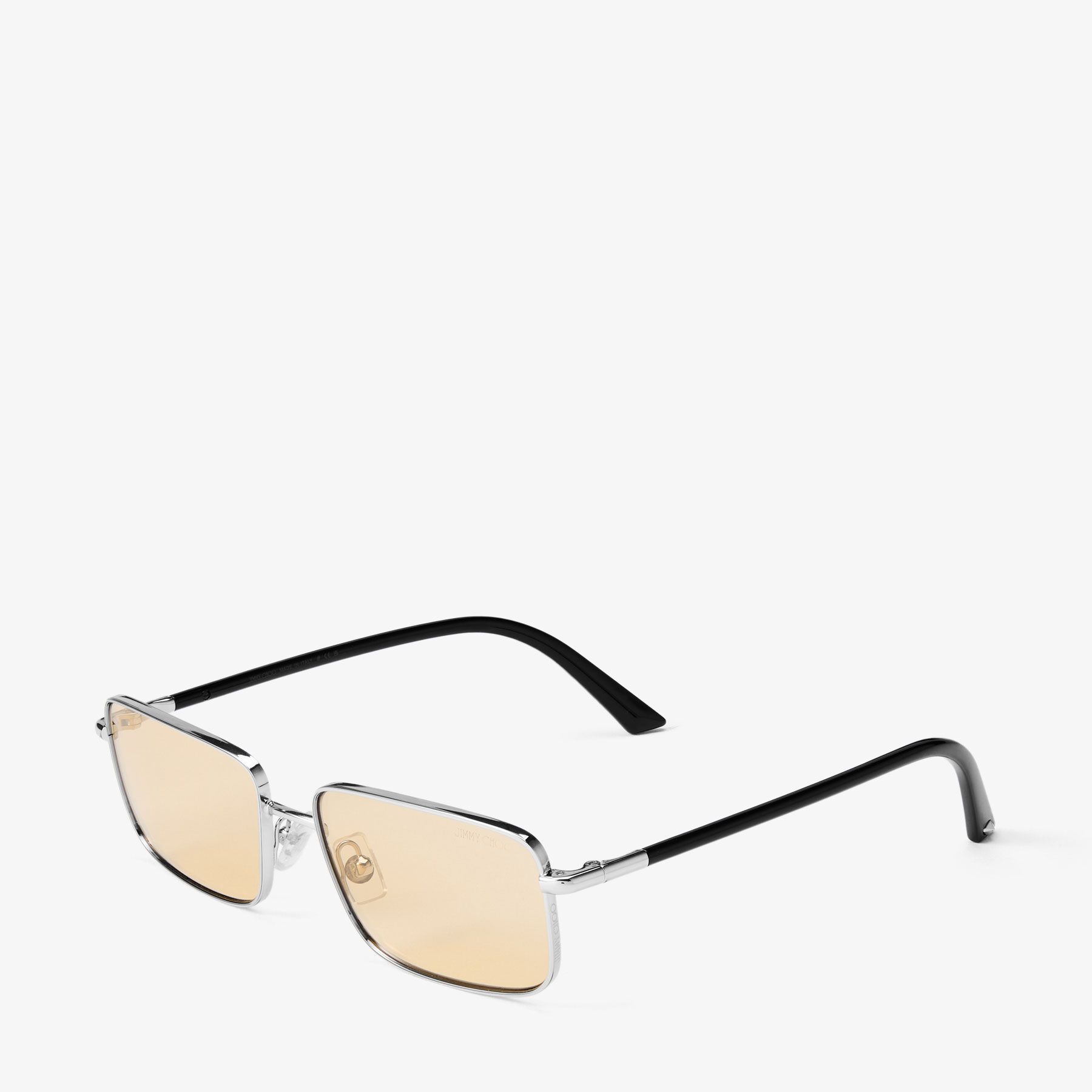 Gavin | Silver and Light Yellow Metal Rectangular Sunglasses